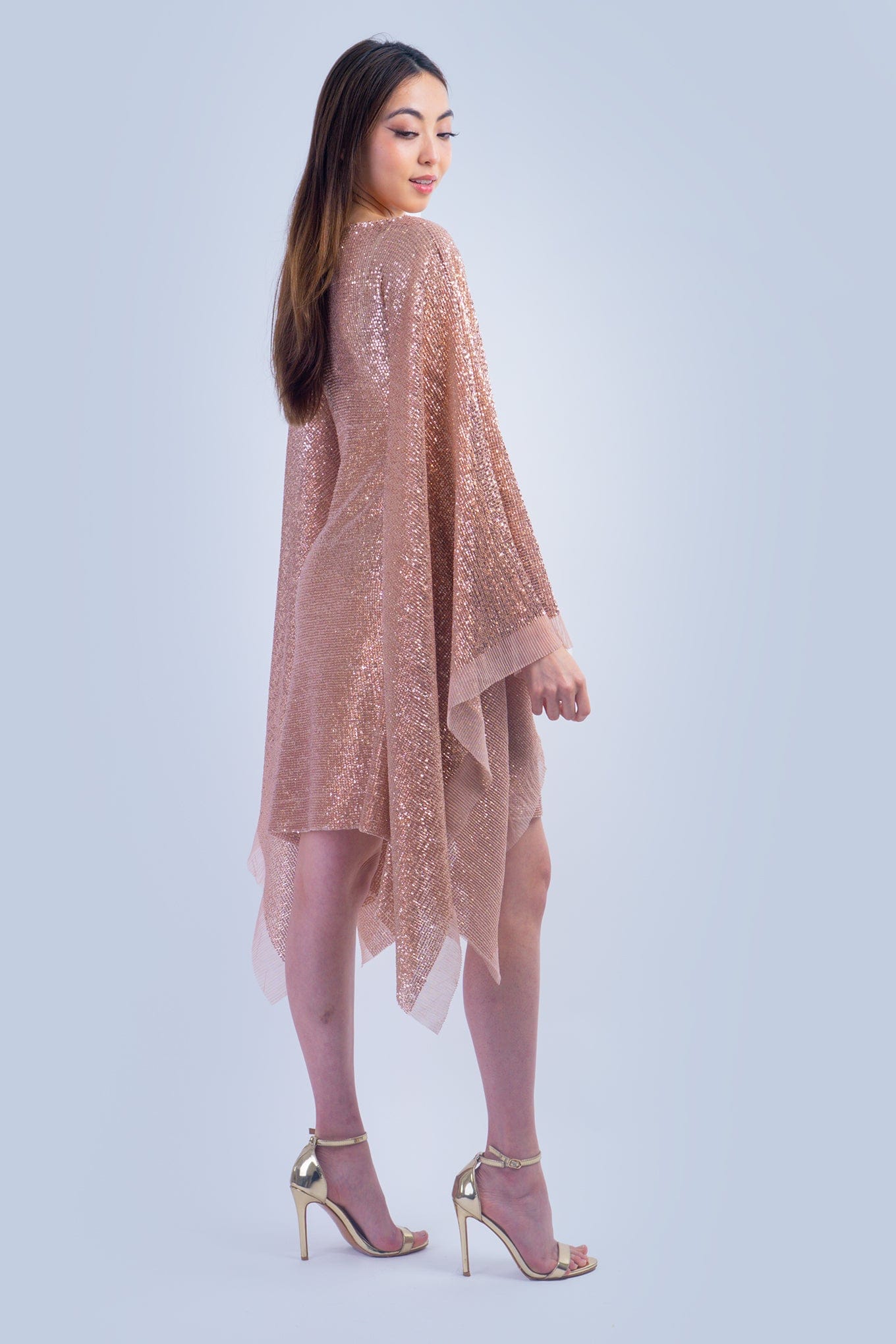 DCD DRESSES Rose Gold Sequin Milan Caftan Dress