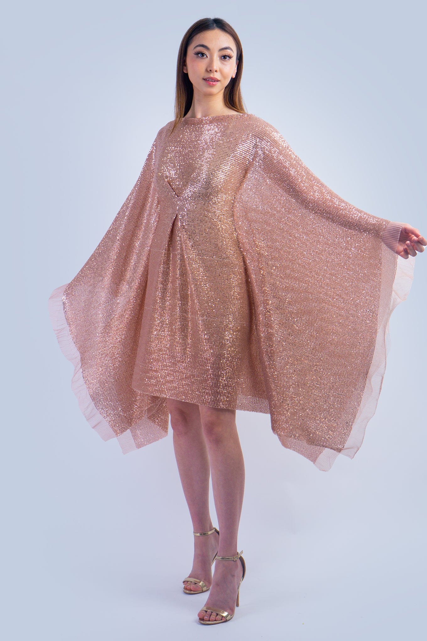 DCD DRESSES Rose Gold Sequin Milan Caftan Dress