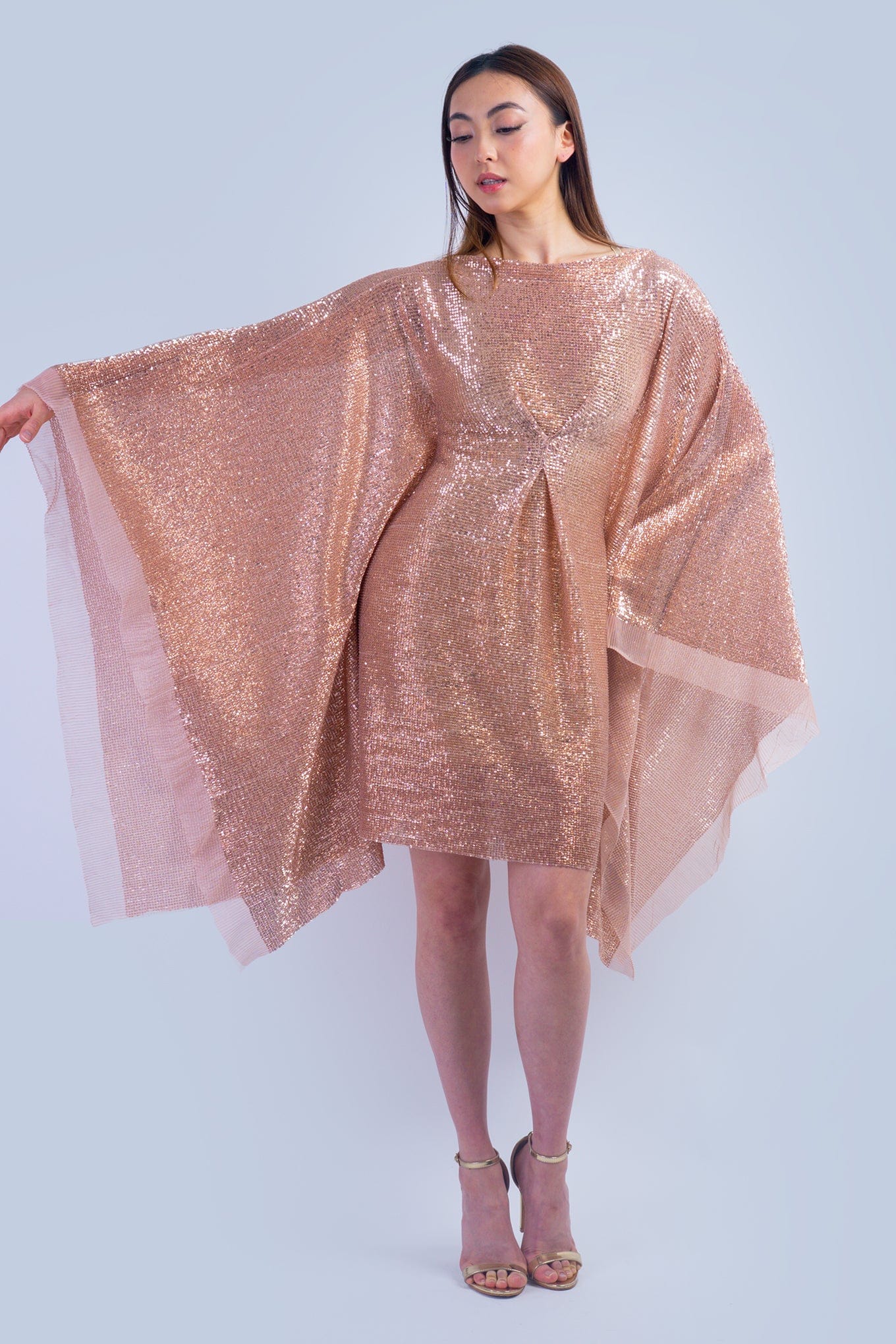 DCD DRESSES Rose Gold Sequin Milan Caftan Dress