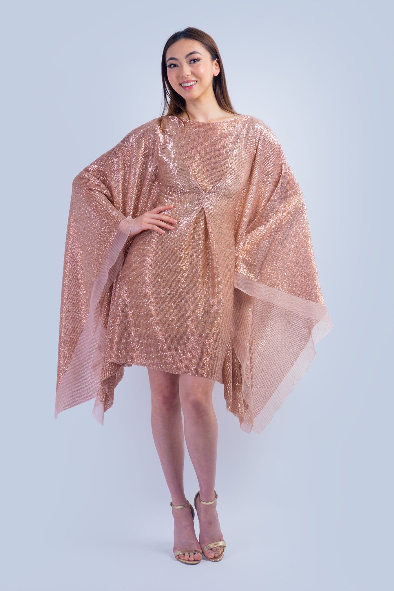 DCD DRESSES Rose Gold Sequin Milan Caftan Dress