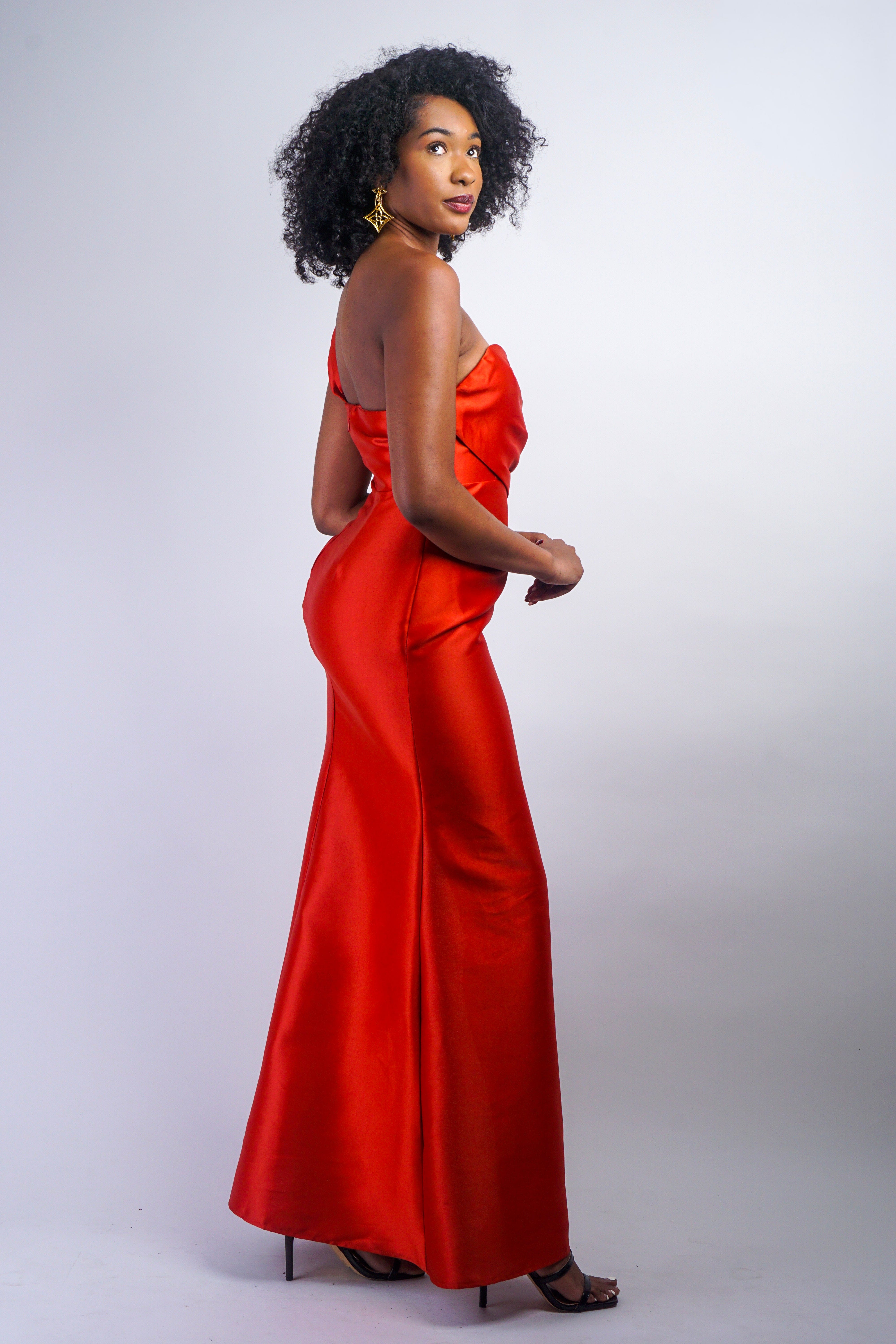 Private Label DRESSES Rust One Shoulder Slit Maxi Dress