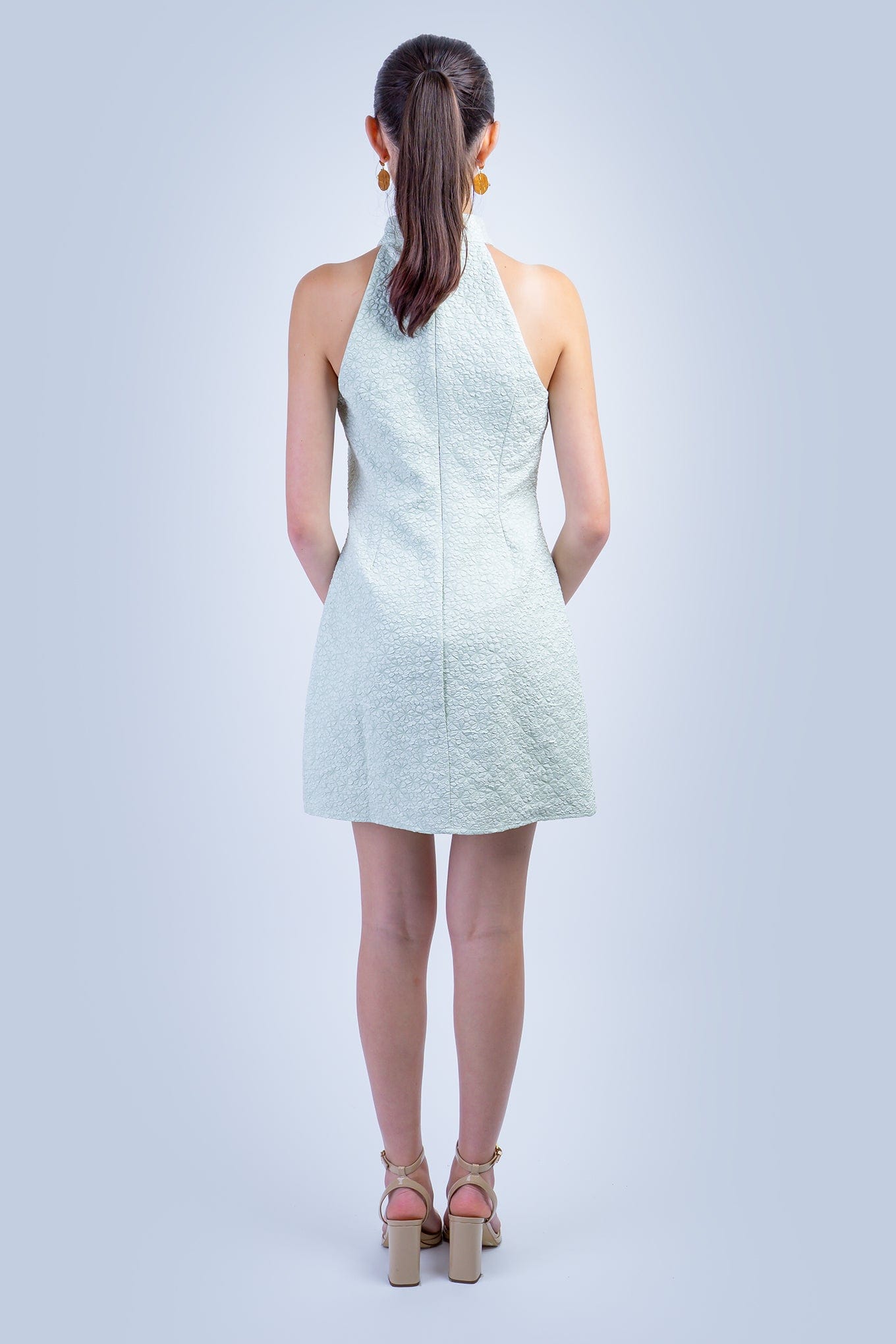 DCD DRESSES Sage Embossing Halter  Dress