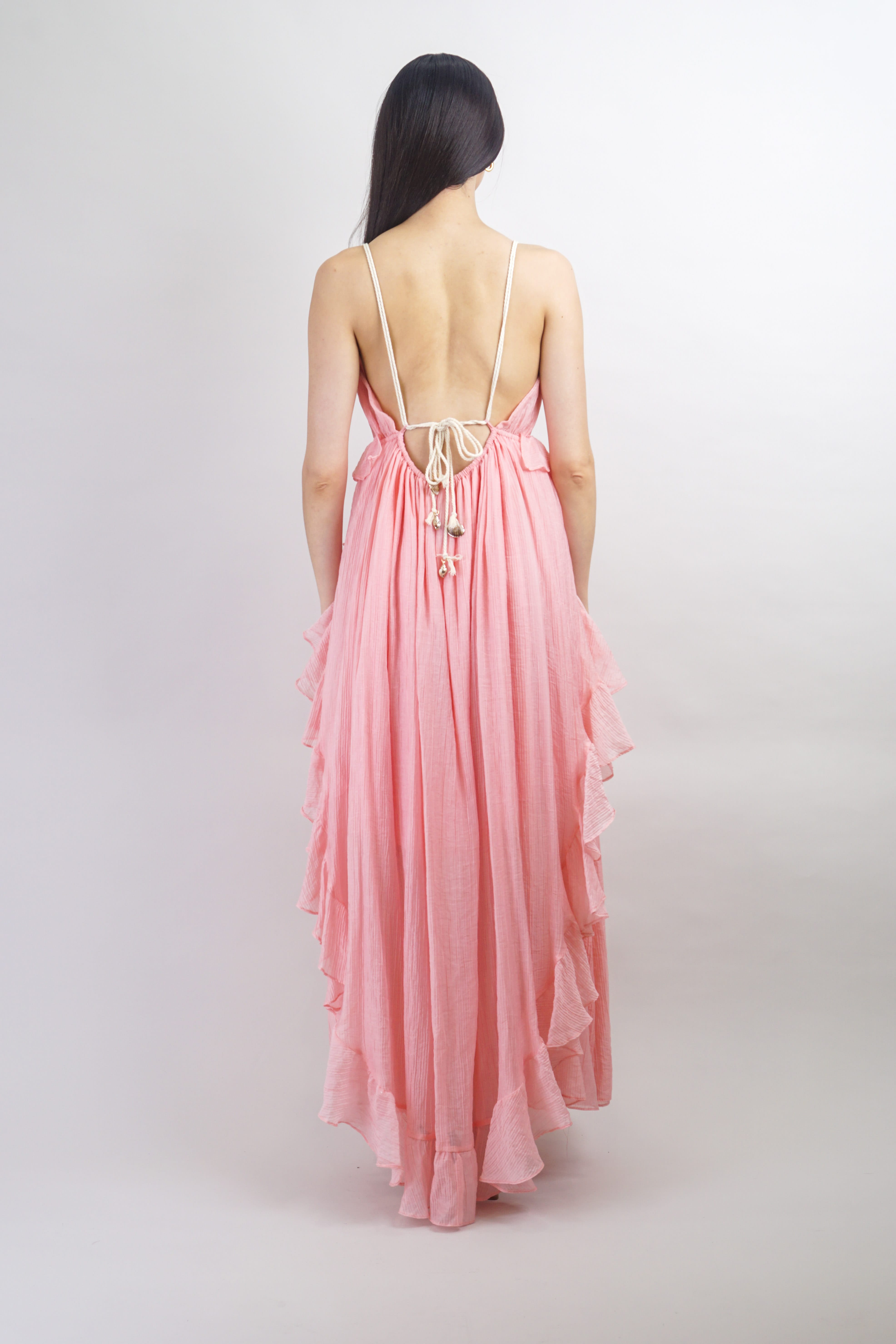 Private Label DRESSES Salmon Ruffle Empire Maxi Dress
