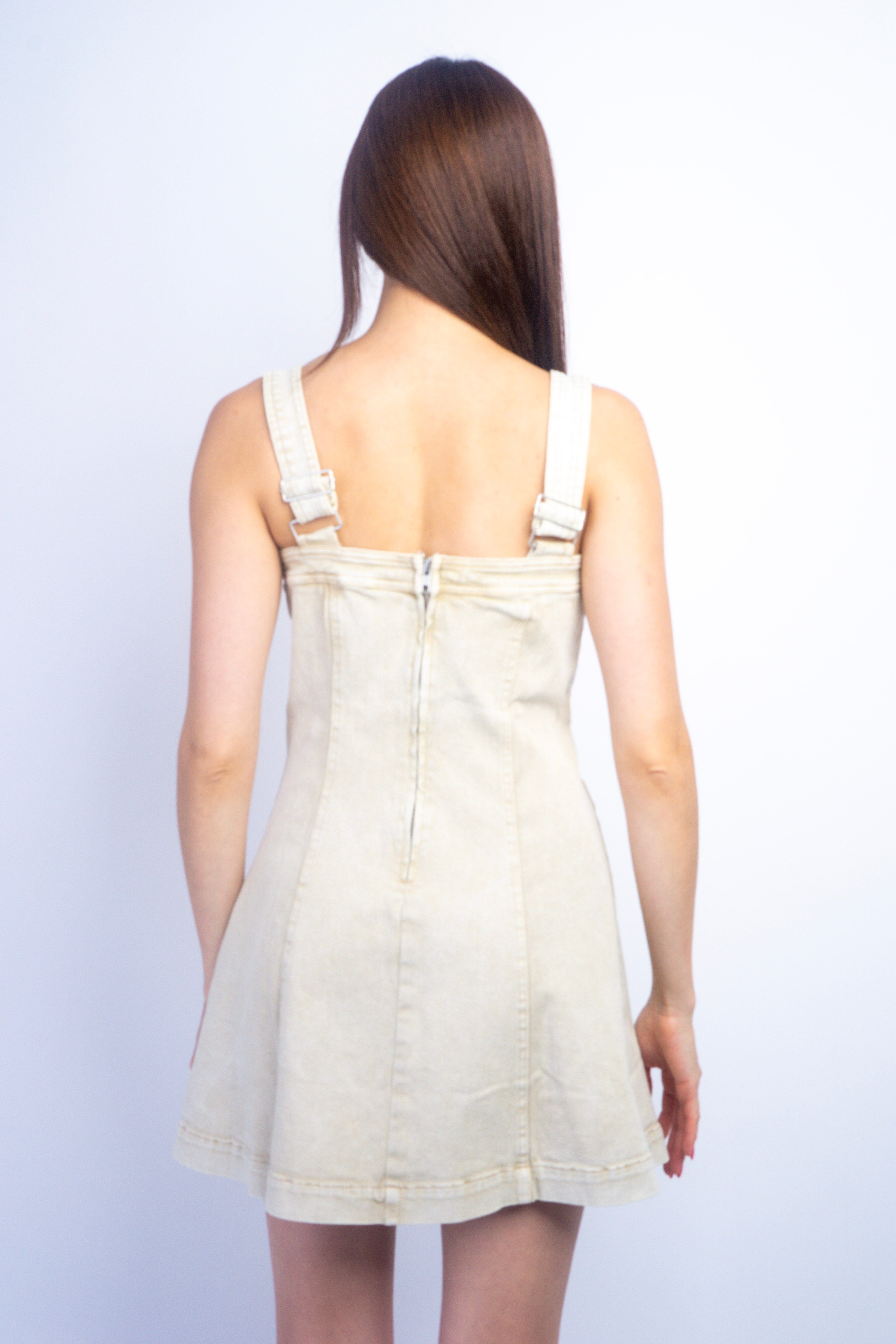 Private Label DRESSES Sand Studded Western Buckle Denim Dress