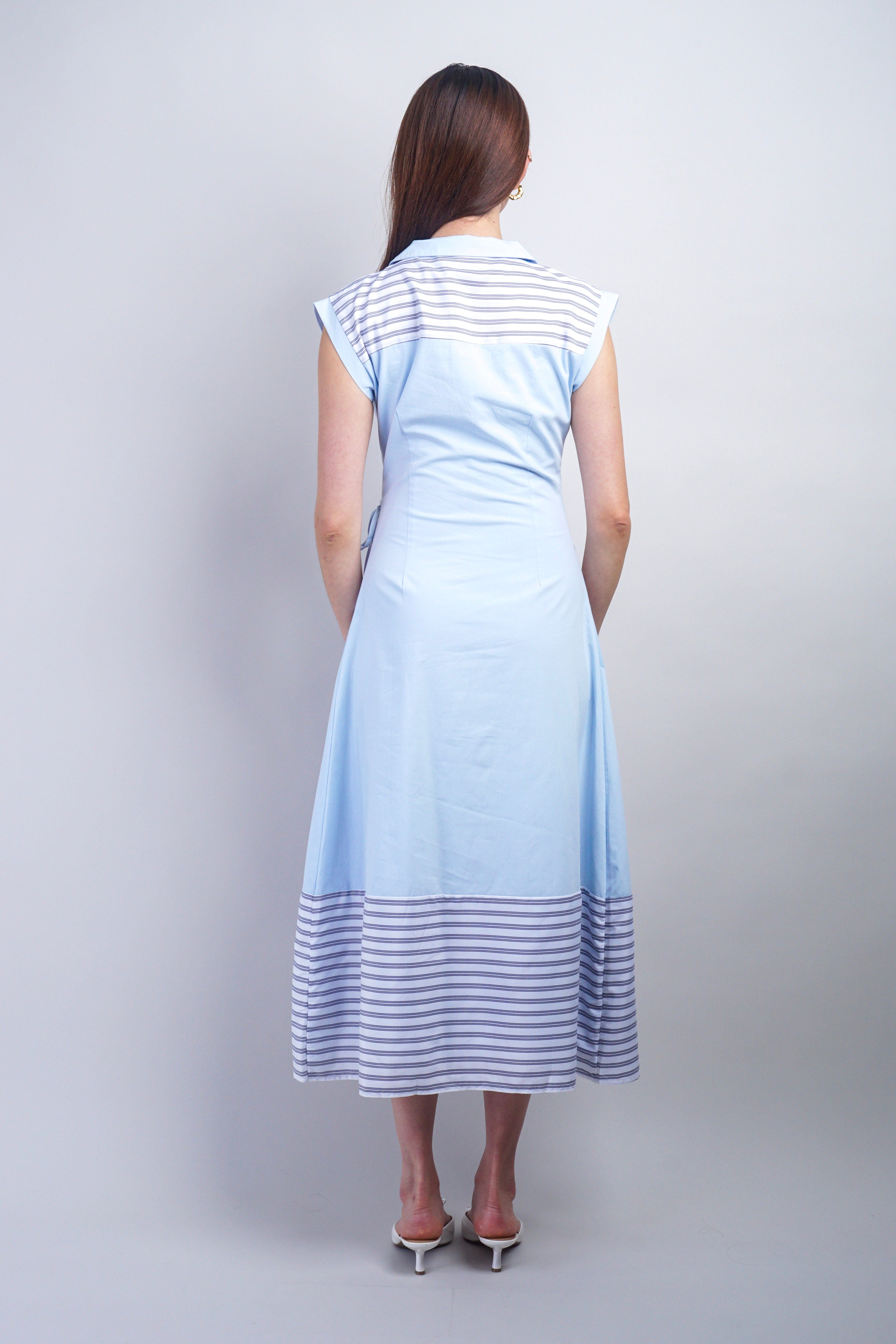 Private Label DRESSES Sky Black Striped Wrap Maxi Dress