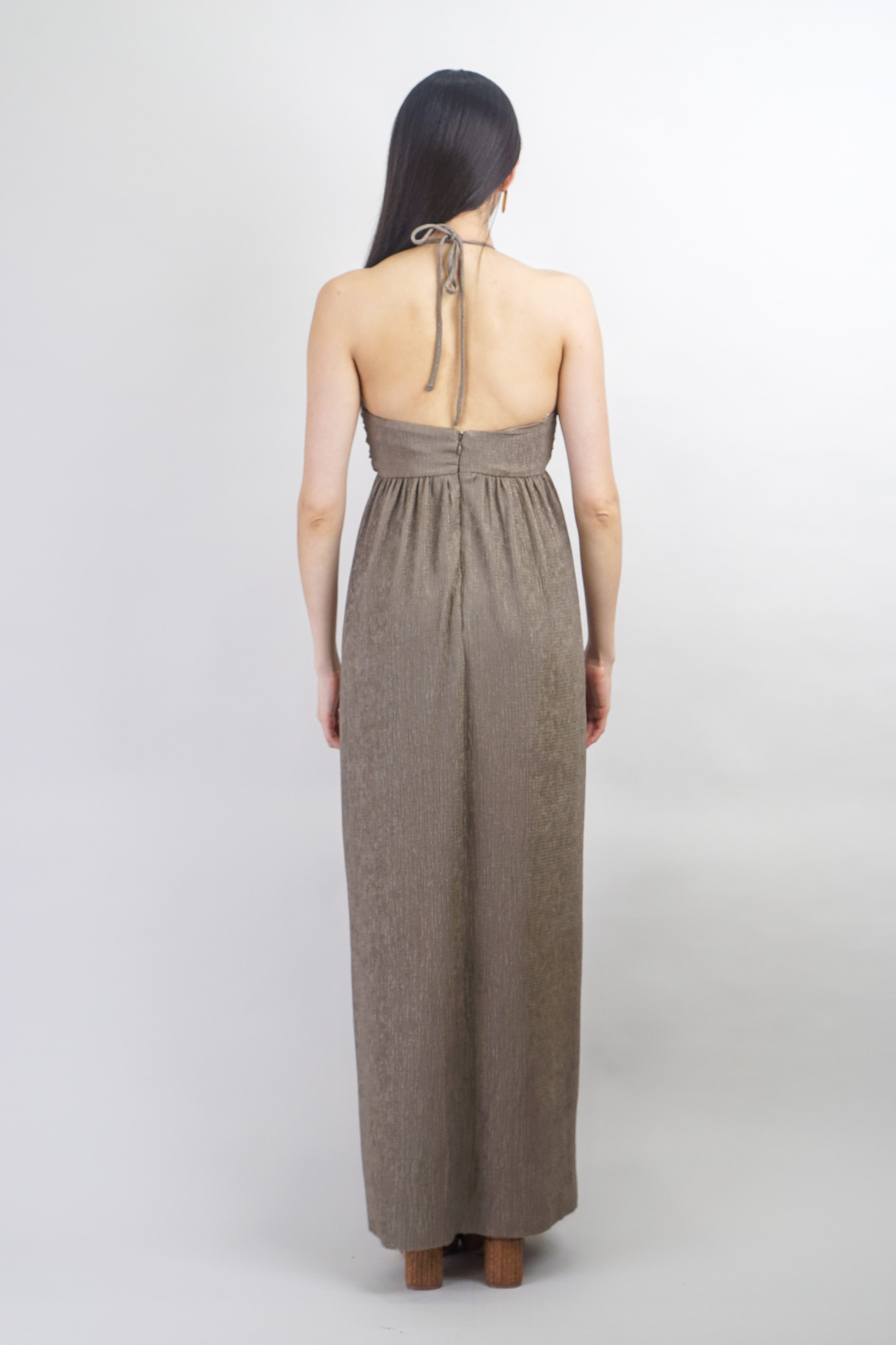 Private Label DRESSES Stone Beaded Halter Slit Maxi Dress