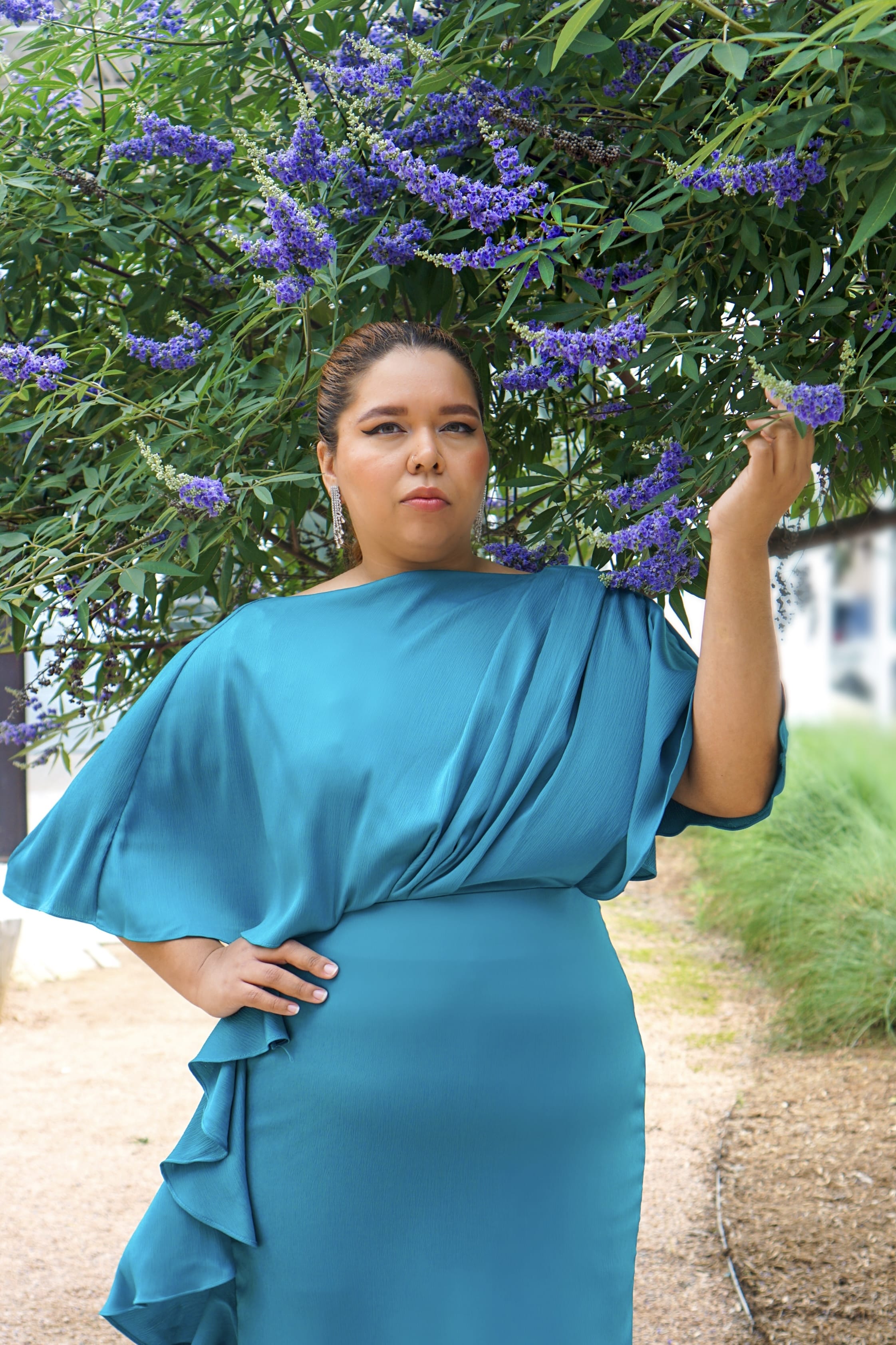 Private Label DRESSES Teal Plus Gown With Sleeve
