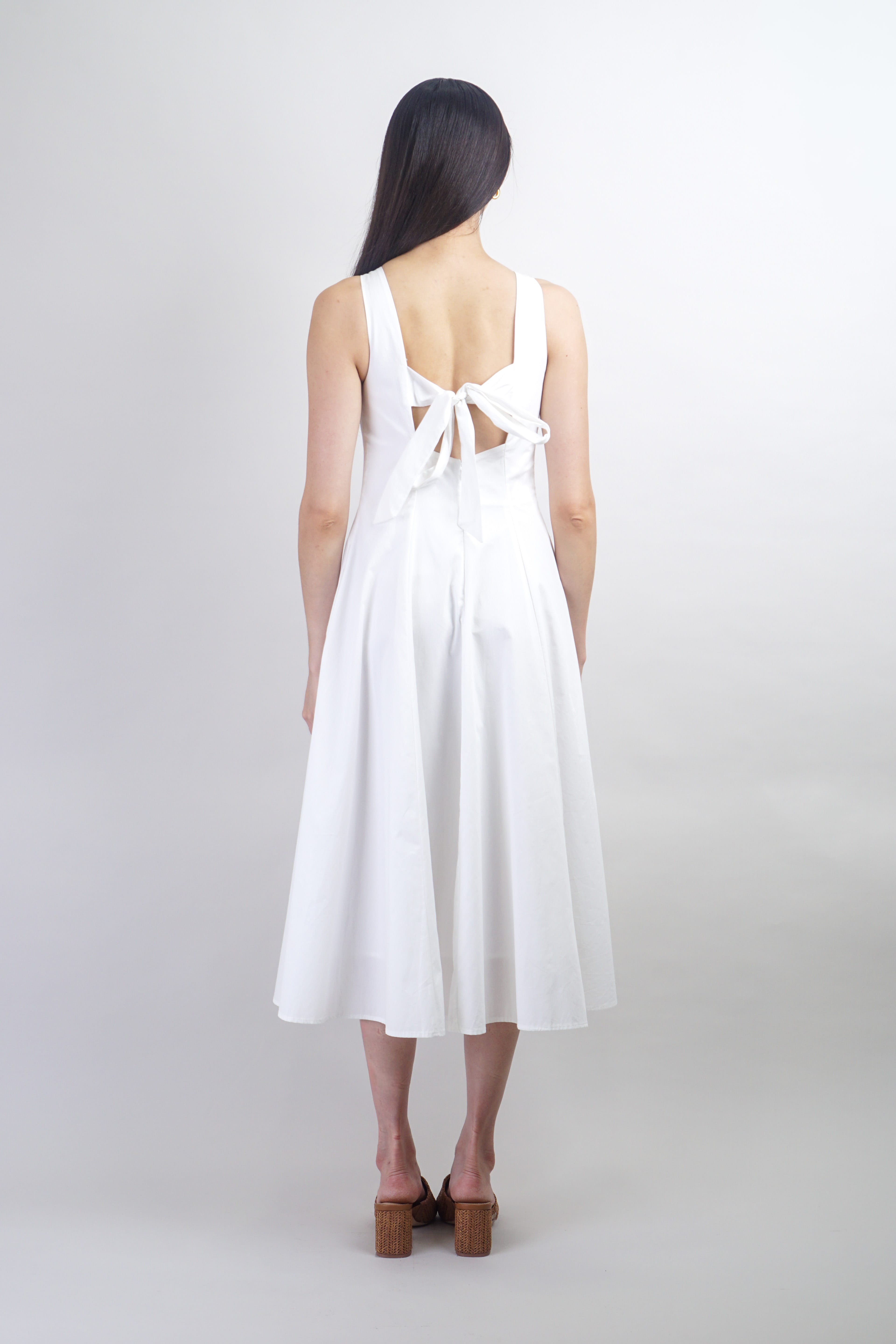 Private Label DRESSES White Twist Knot Classic Midi Dress