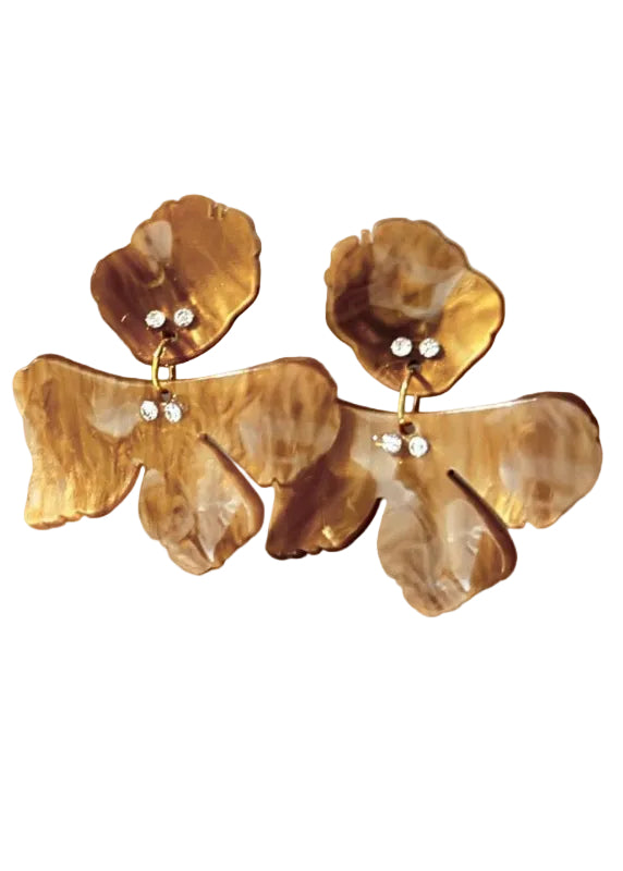 Private Label EARRINGS 46# Coffee Color Acrylic Petal Earrings