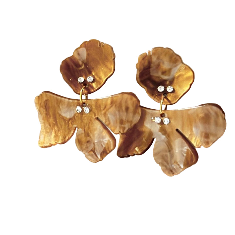 Private Label EARRINGS 46# Coffee Color Acrylic Petal Earrings