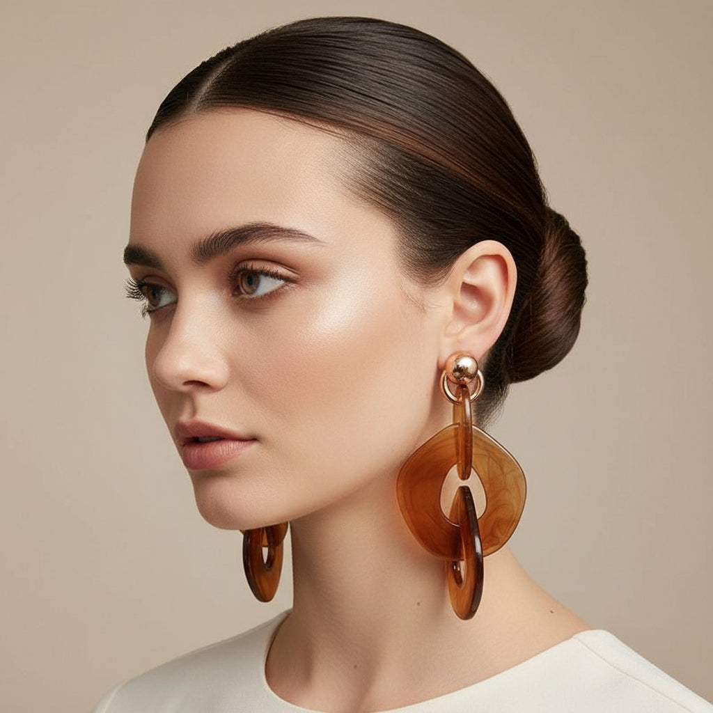 Private Label EARRINGS 48# Steel Needle-Coffee Acrylic Irregular Earrings