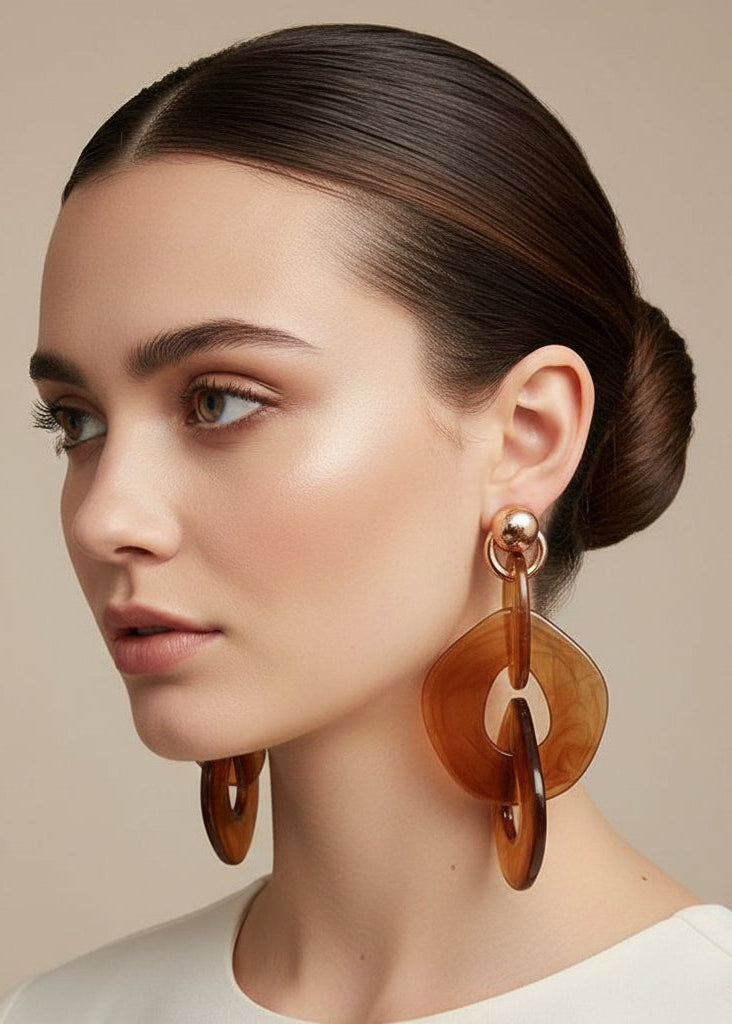 Private Label EARRINGS 48# Steel Needle-Coffee Acrylic Irregular Earrings