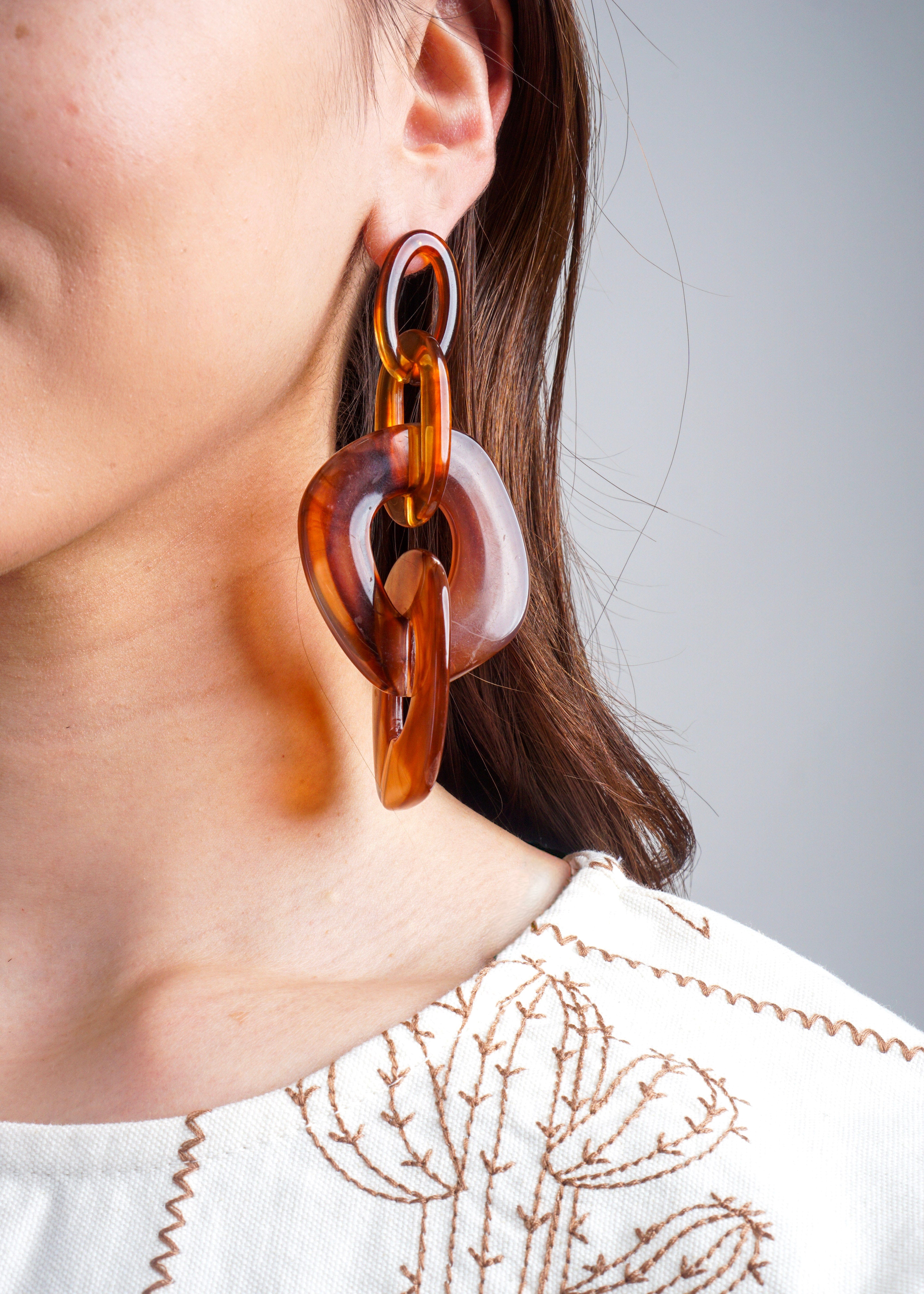 Private Label EARRINGS Brown Acrylic Big Earrings