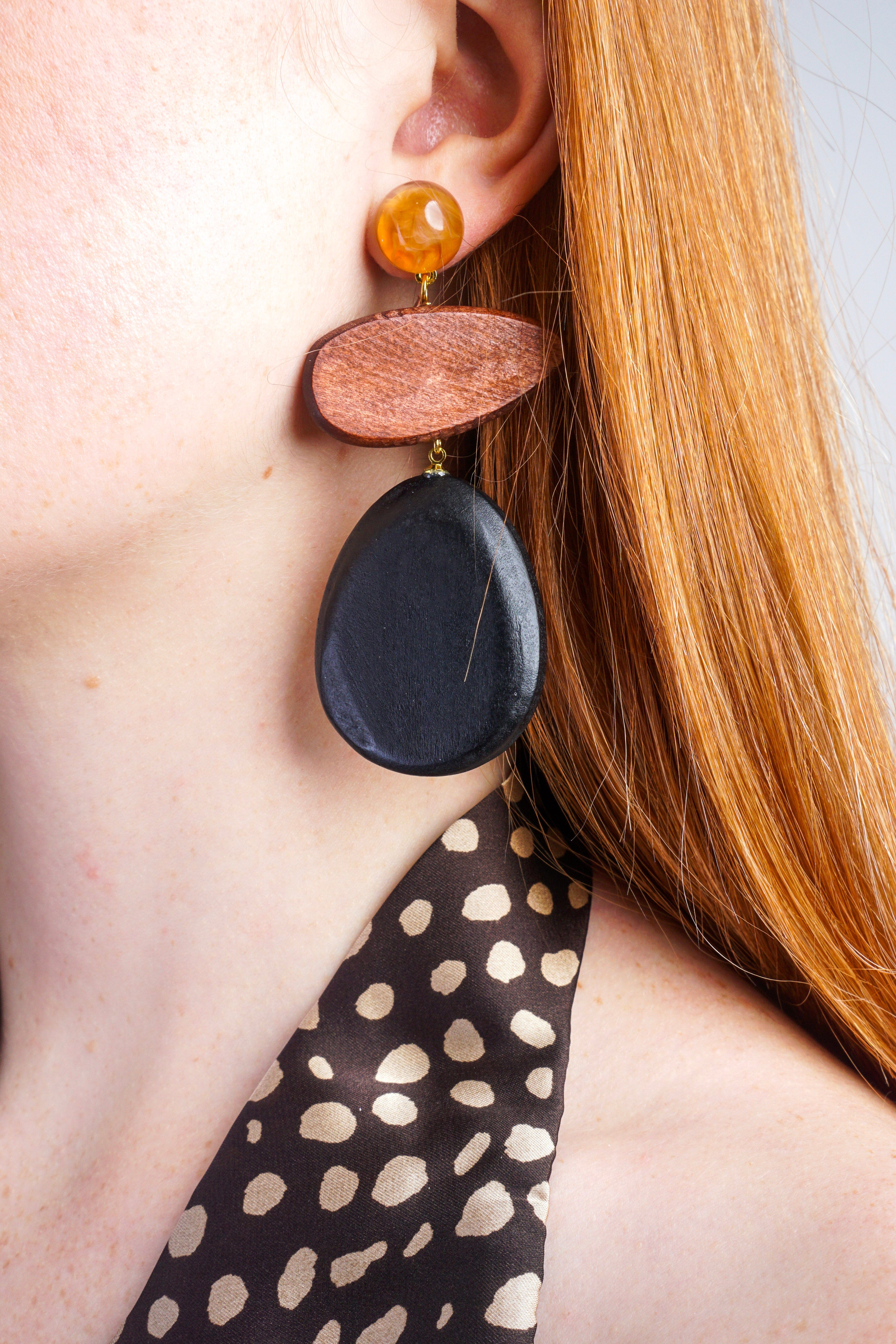 Private Label EARRINGS Brown Resin Earrings