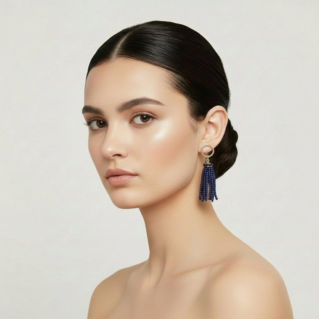 Private Label EARRINGS Dark Blue Resin Beaded Hoop Earrings