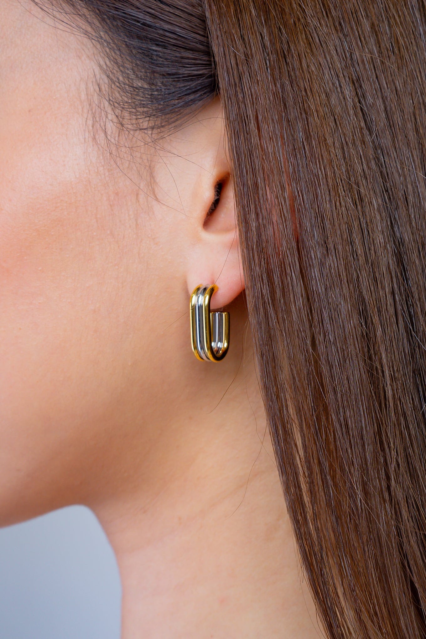 DCD EARRINGS Gold and Silver Contrast Mini Hoops