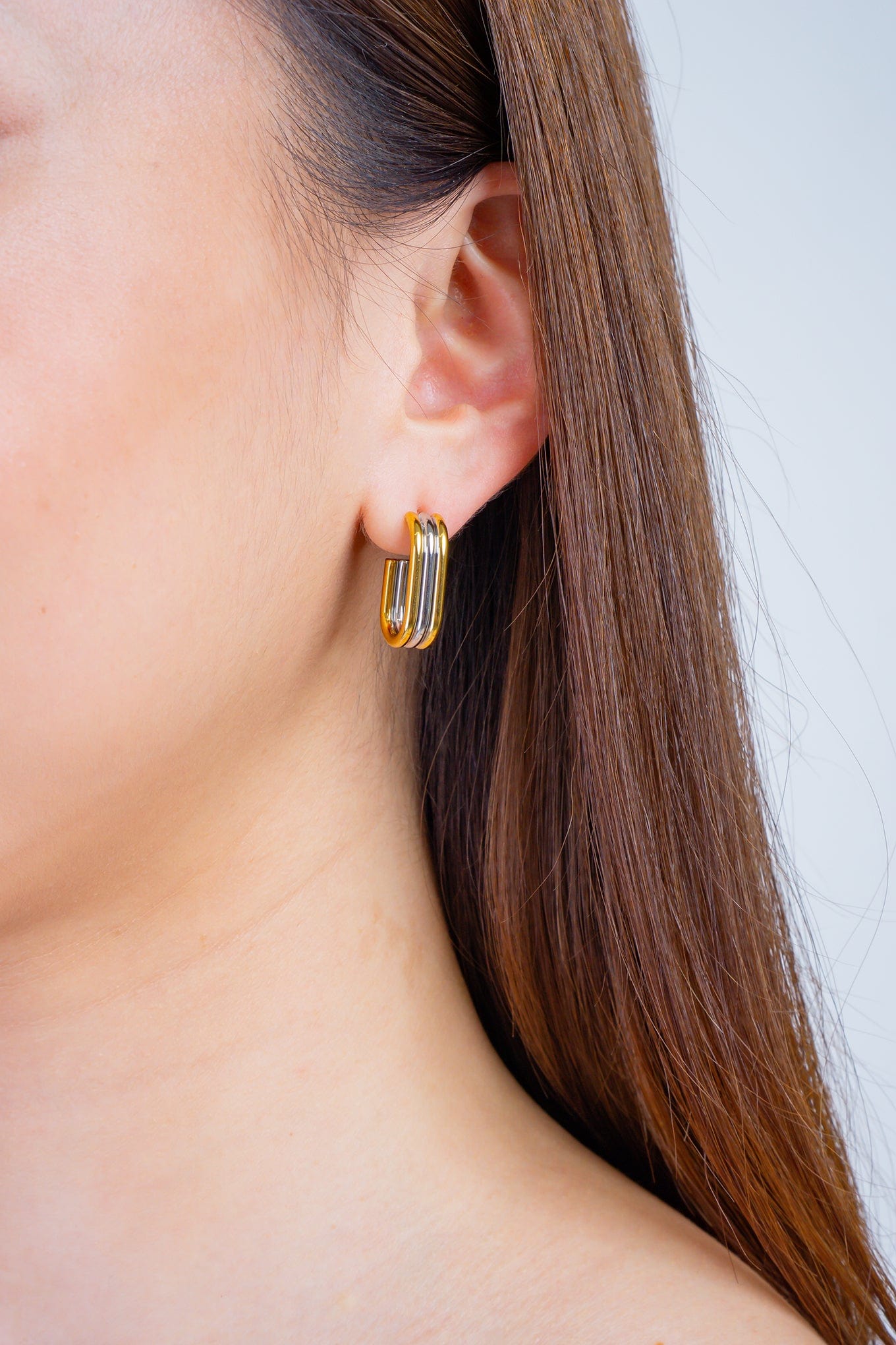 DCD EARRINGS Gold and Silver Contrast Mini Hoops