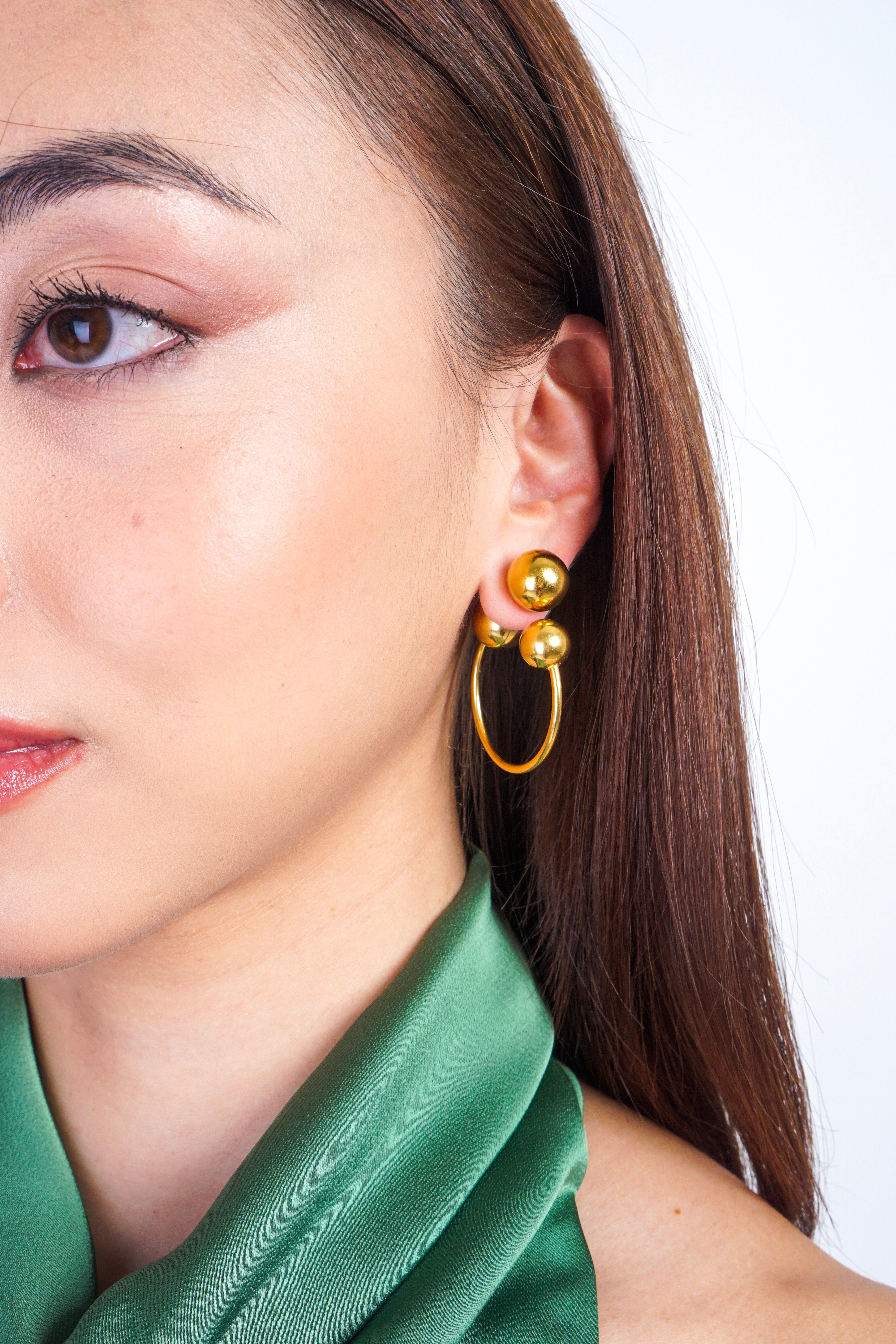Private Label EARRINGS Gold C Shape Round Chunky Earring