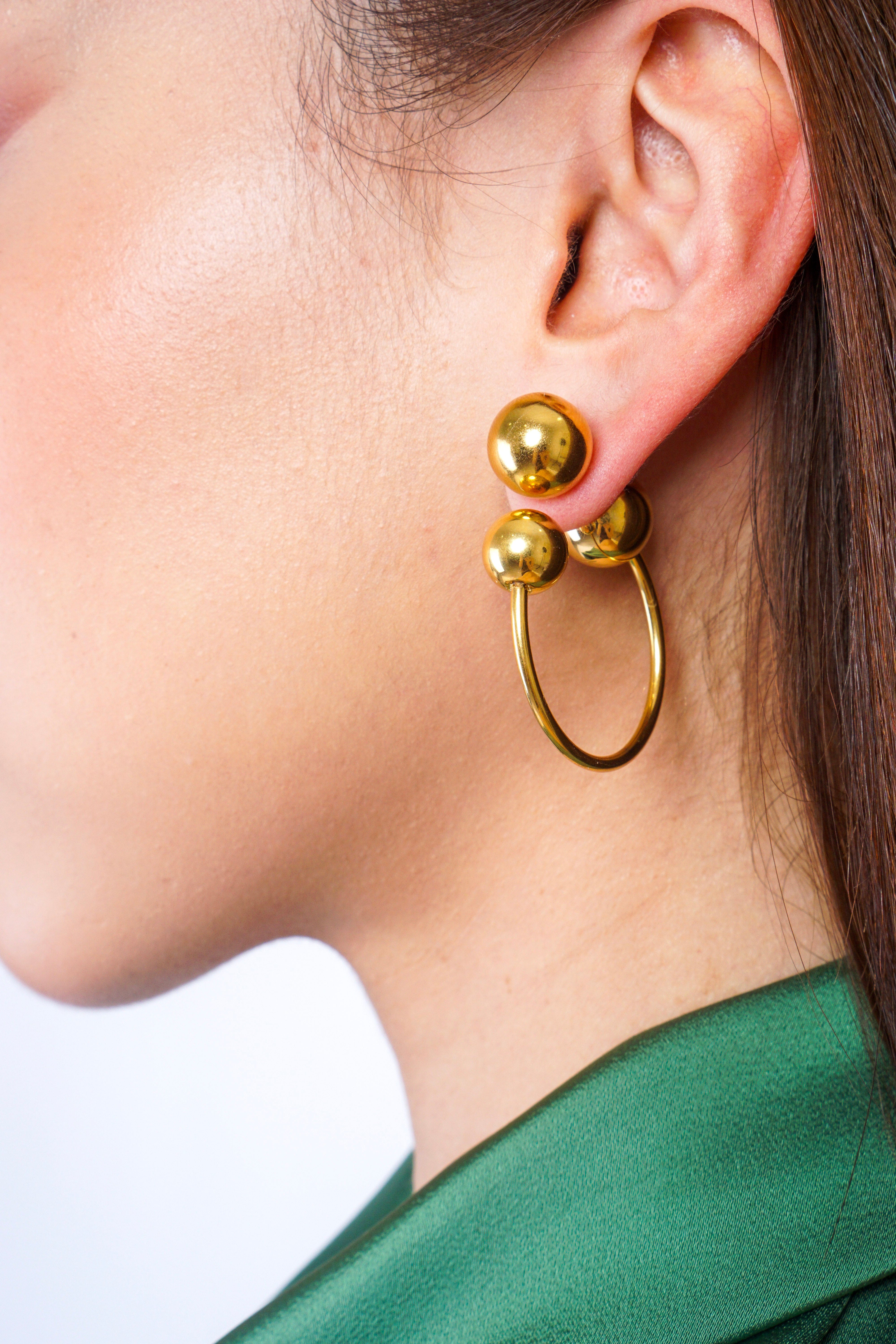 Private Label EARRINGS Gold C Shape Round Chunky Earring