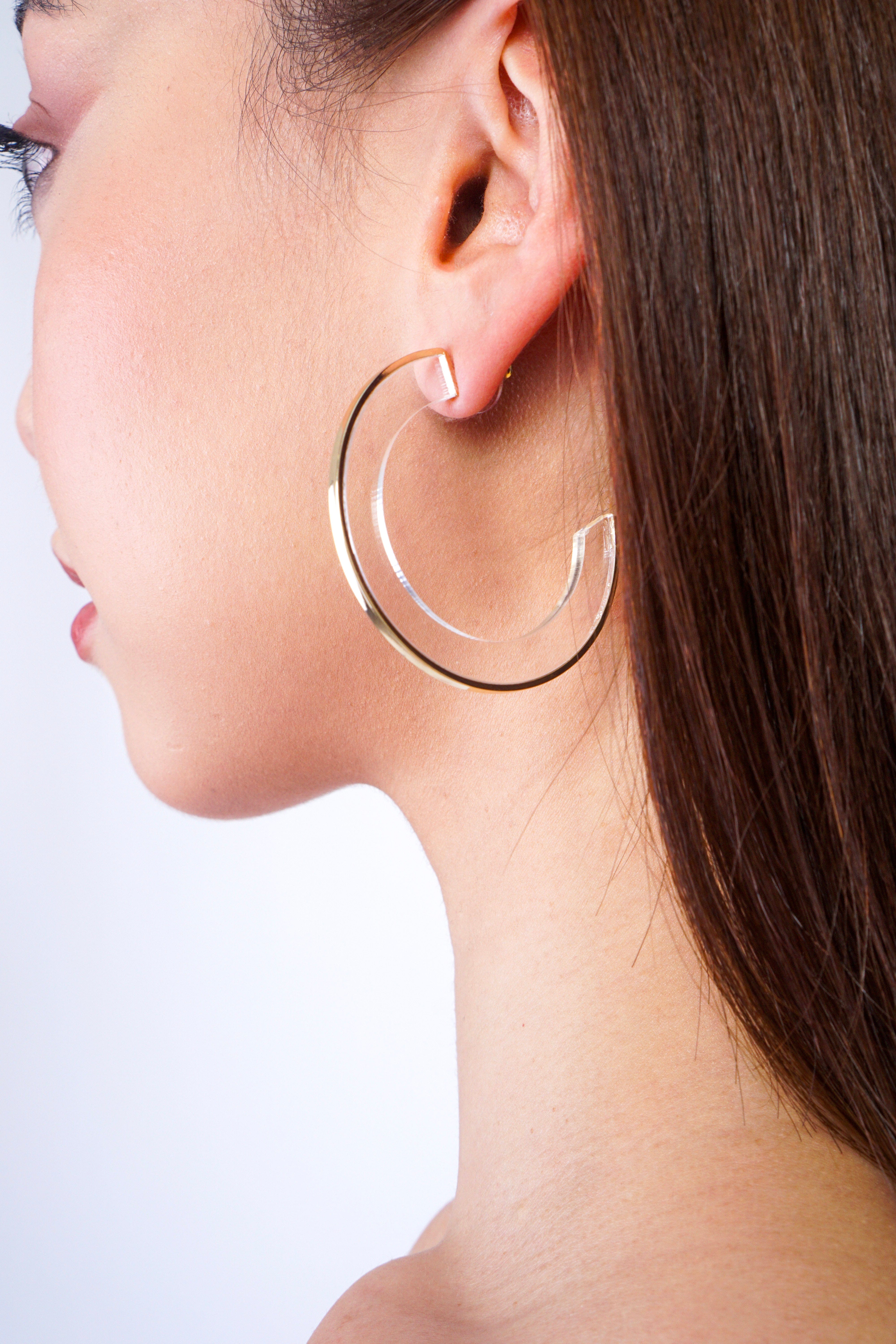 Private Label EARRINGS Gold Clear Acrylic Hoop Earring