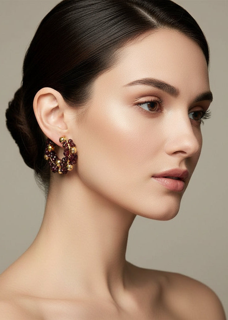 Private Label EARRINGS Gold Copper Gravel Beaded Earrings