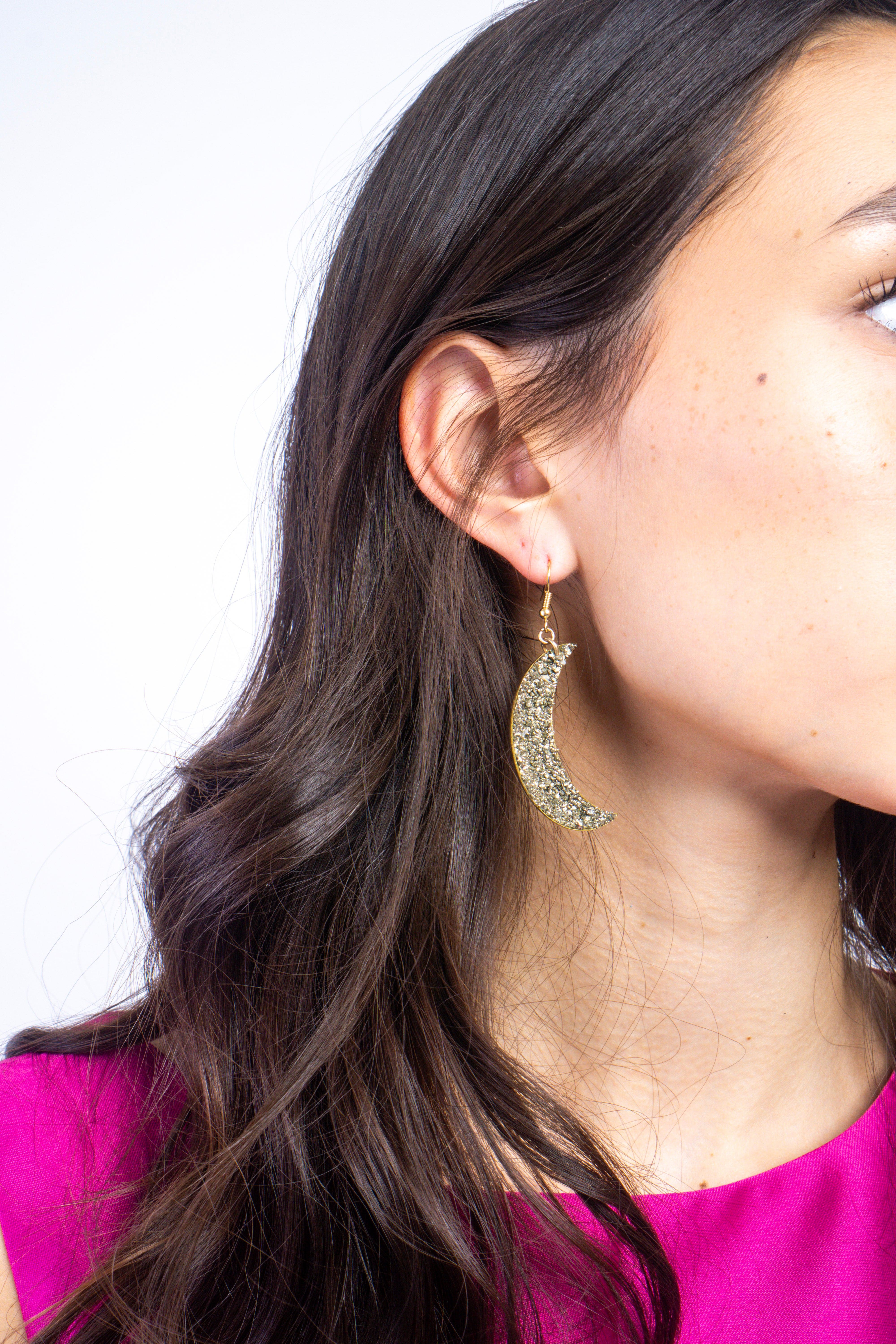 Private Label EARRINGS Gold Crystal Moon Earrings