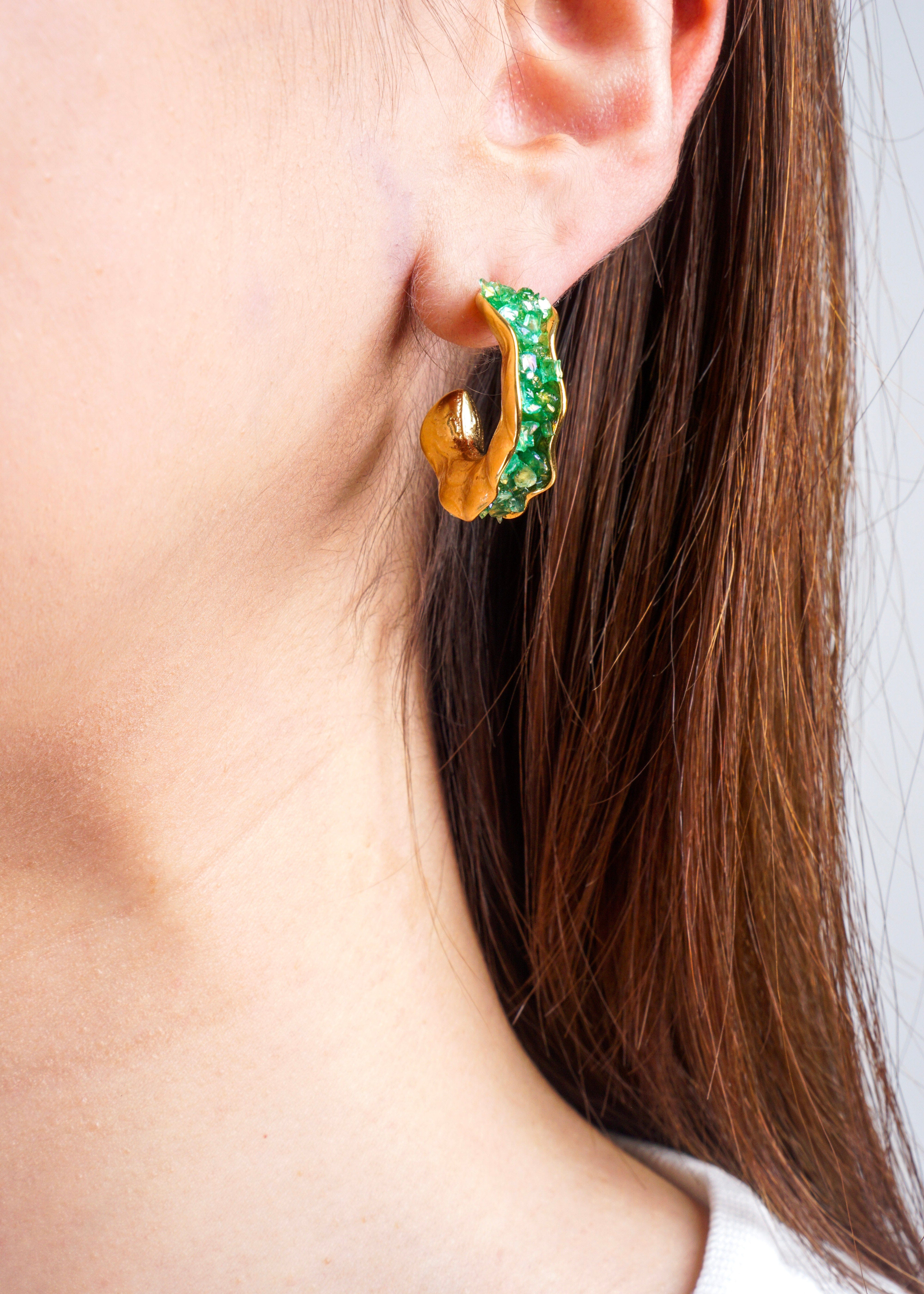 Private Label EARRINGS Gold Green Earrings