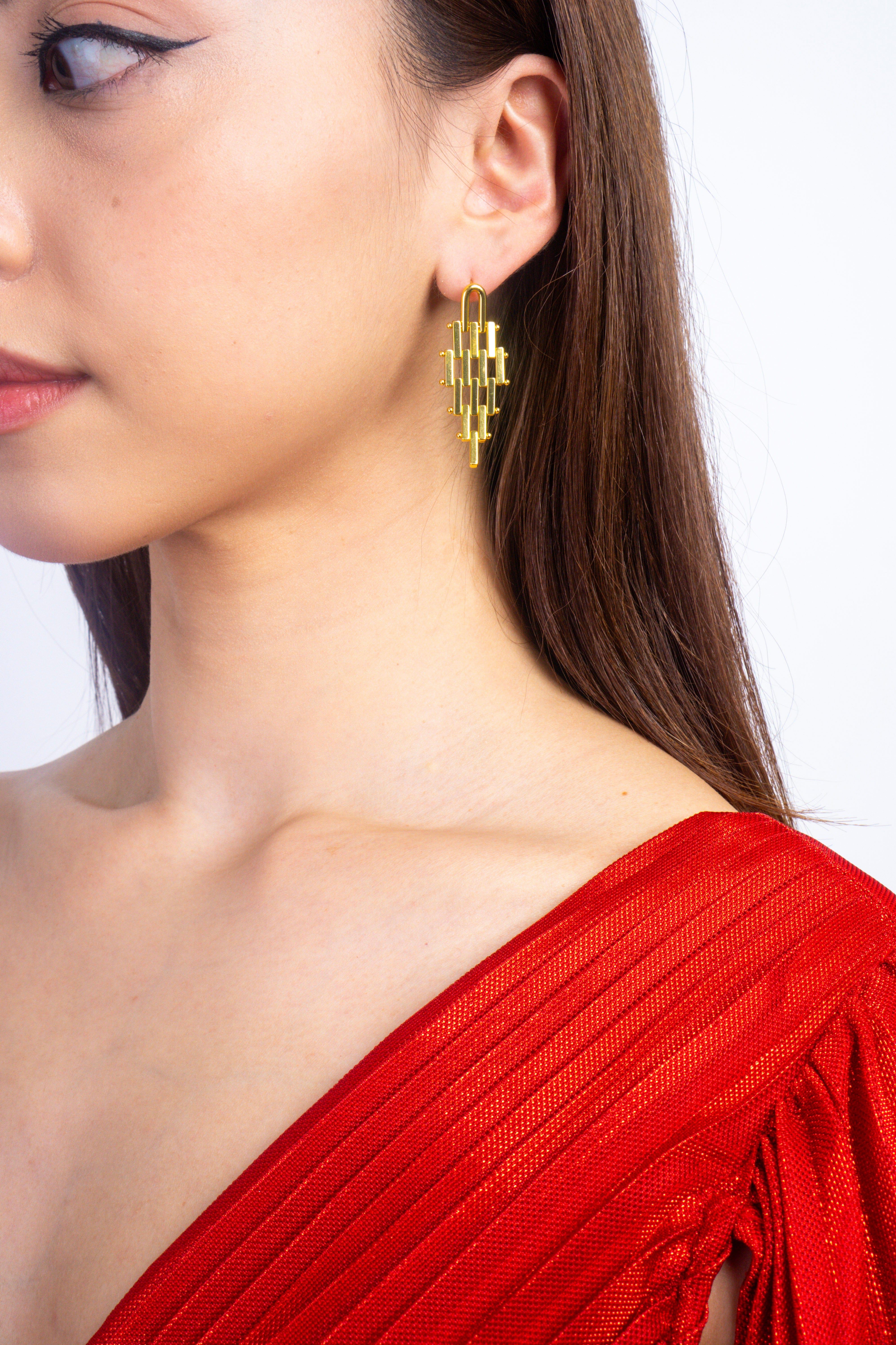 Private Label EARRINGS Gold Hollow Geometric Copper Earring