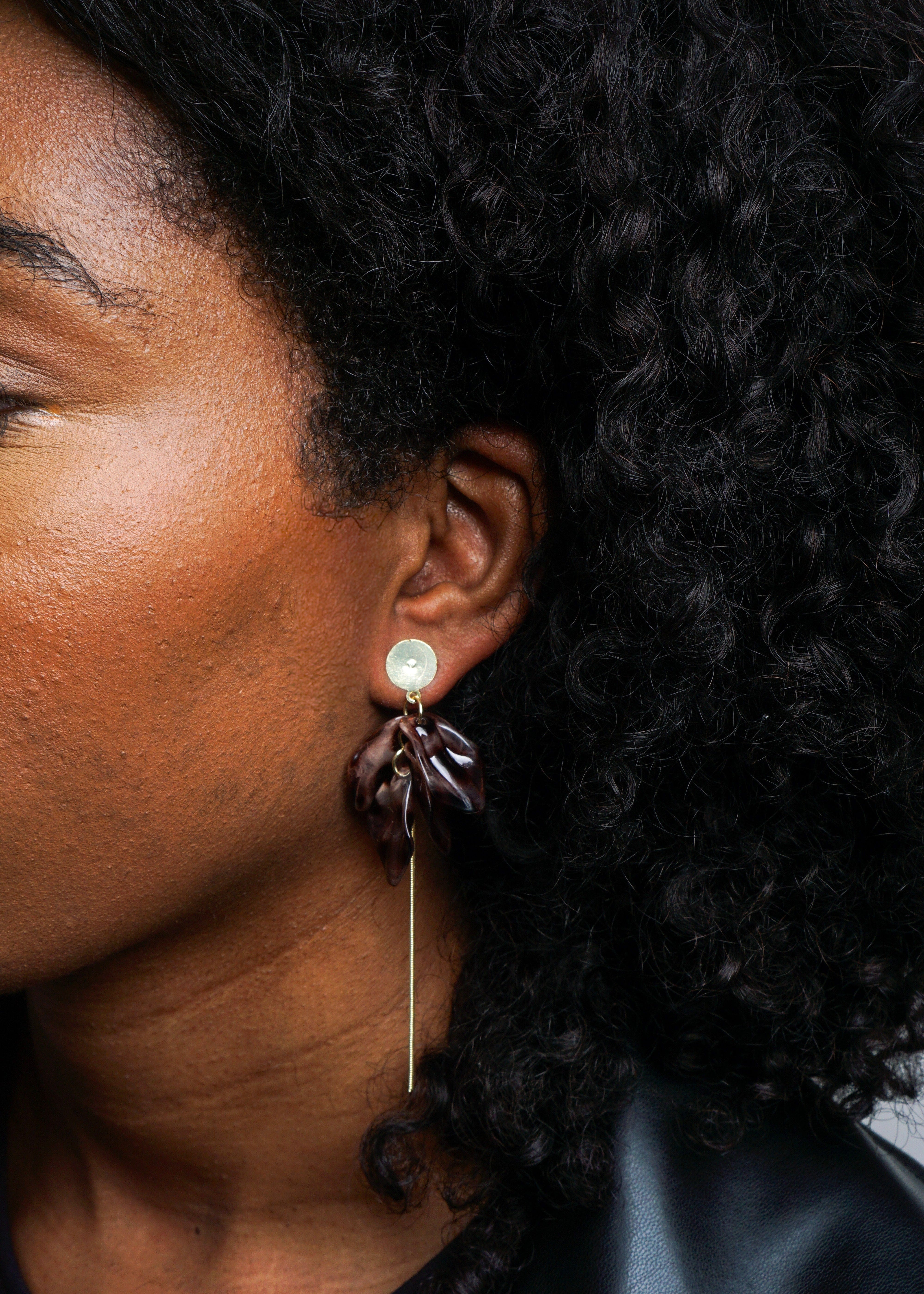 Private Label EARRINGS Gold Leopard Print Flower Tassel Earrings