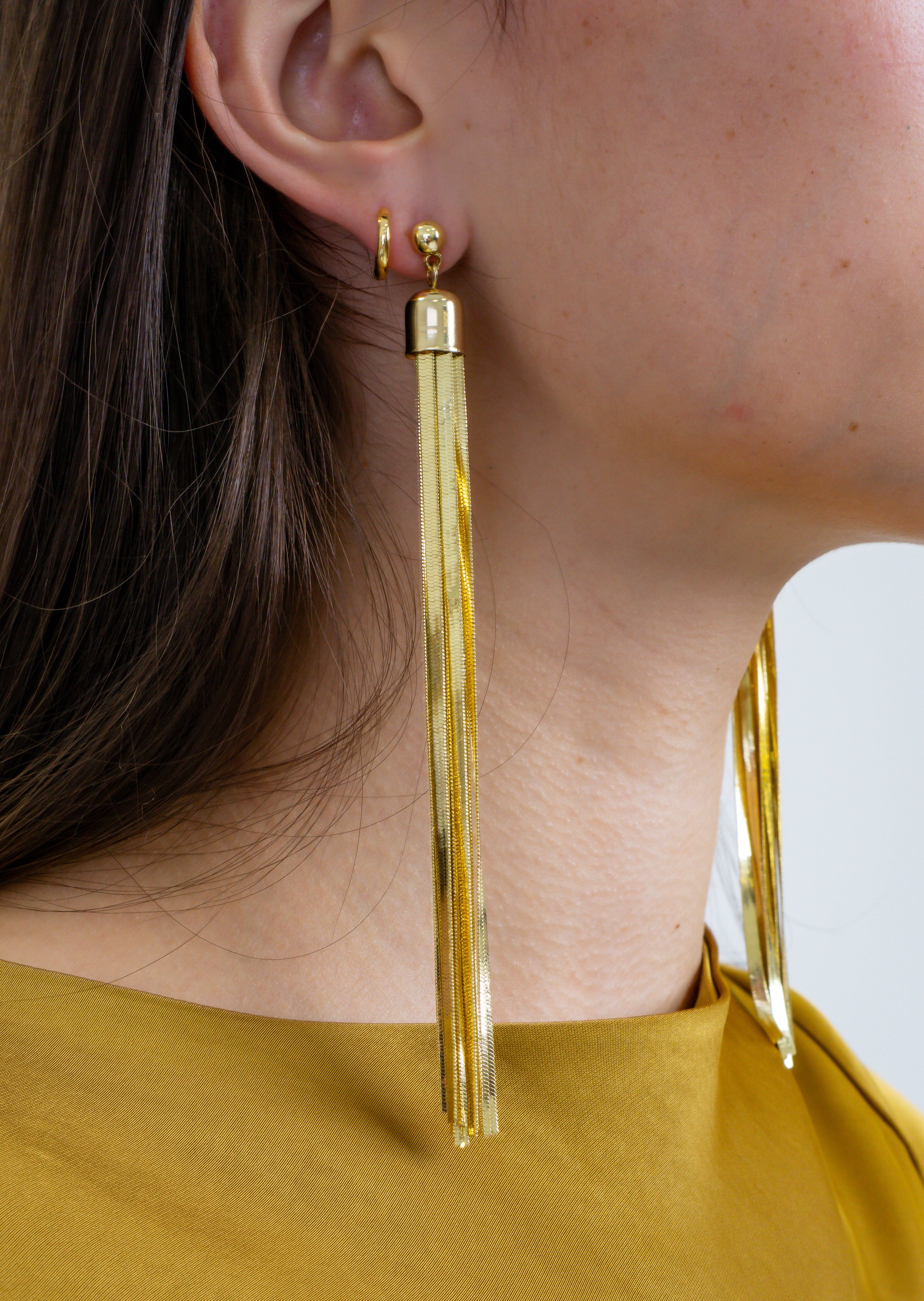 DCD EARRINGS Gold Long Tassel Earrings