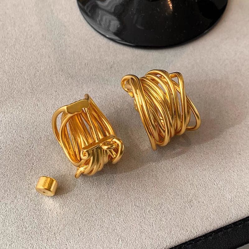 Private Label EARRINGS Gold Metal Hollow Wire Earrings