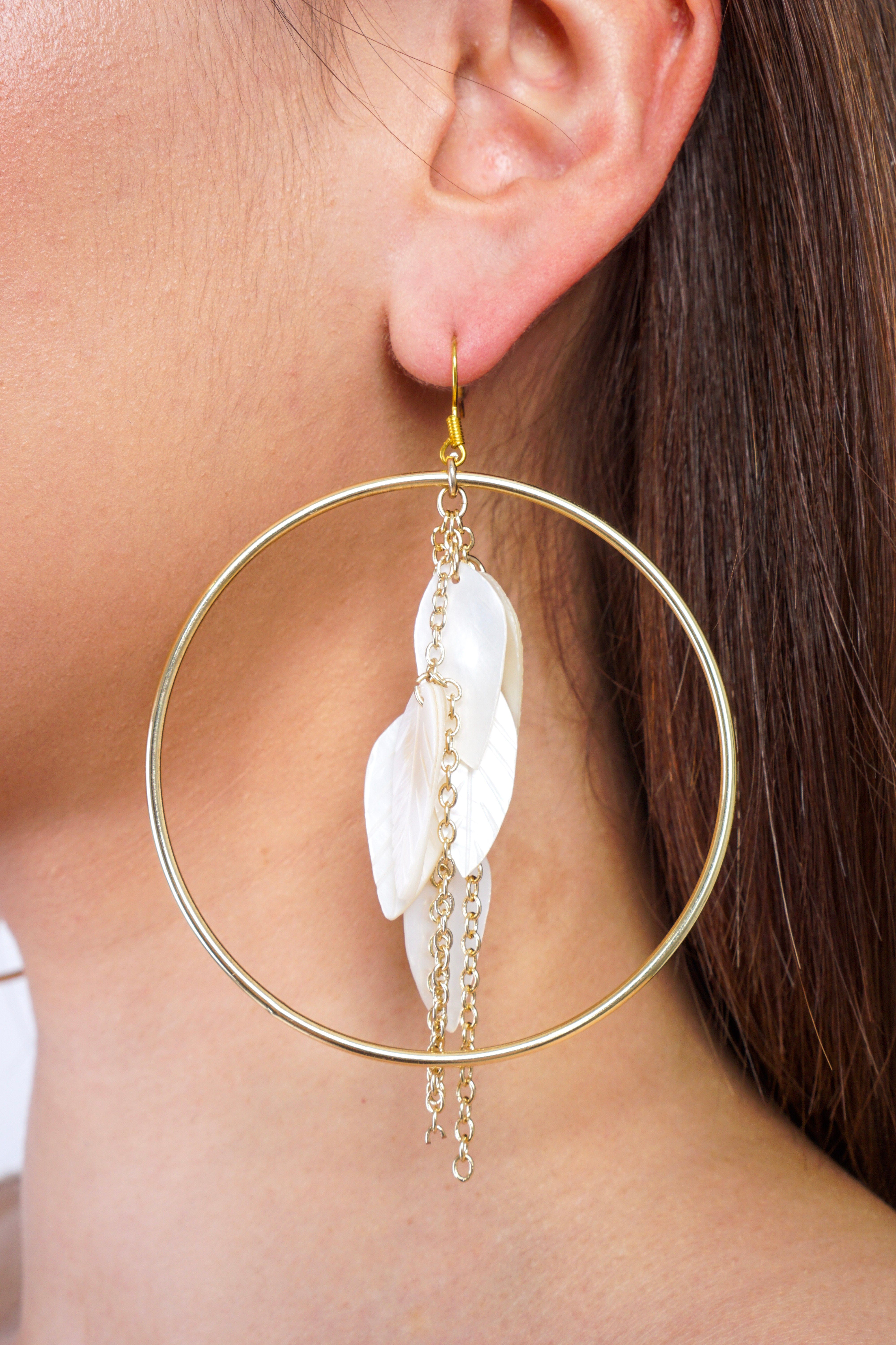 Private Label EARRINGS Gold/Shell Hoops Shells Earring