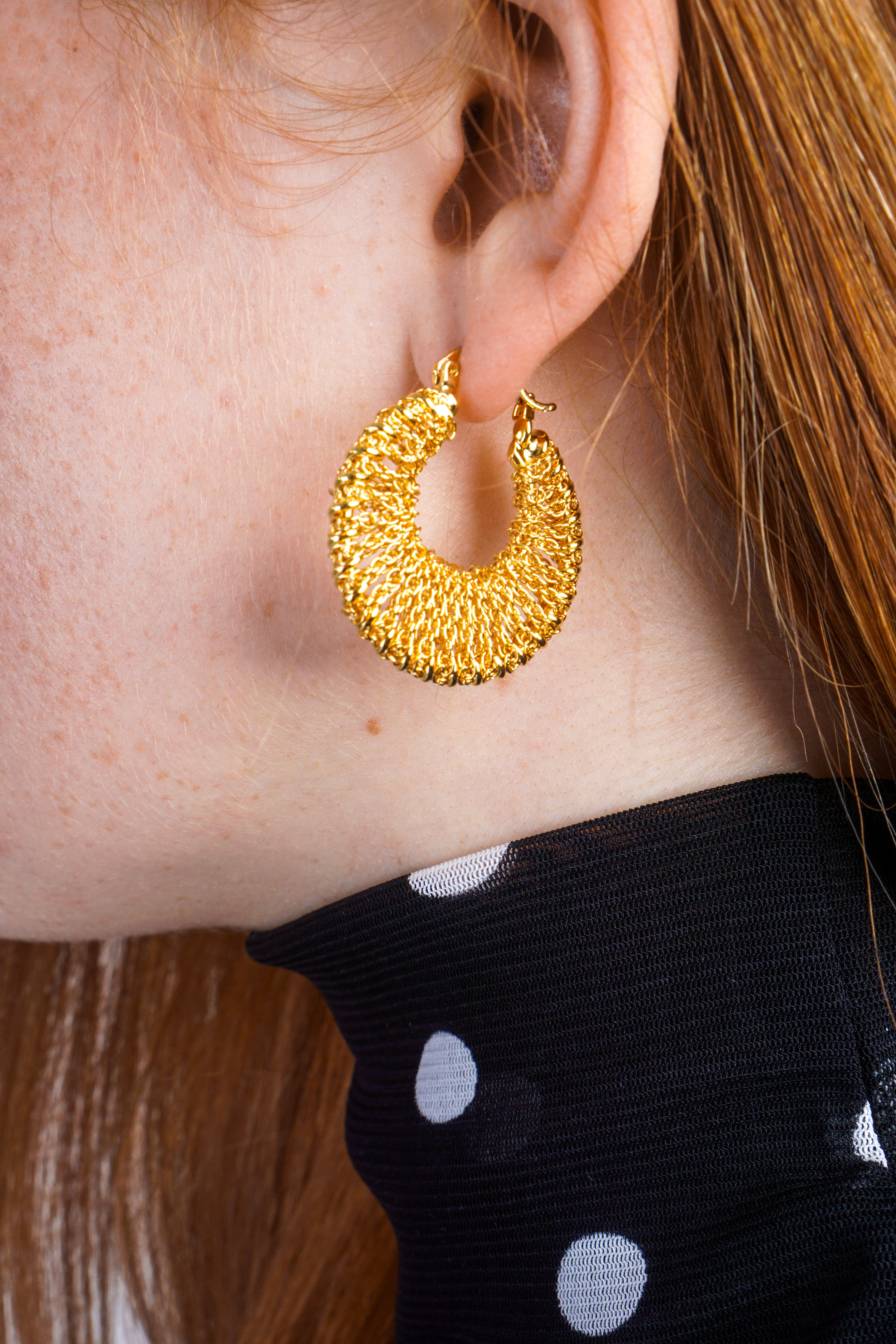 Private Label EARRINGS Gold Spiral Chain Earrings