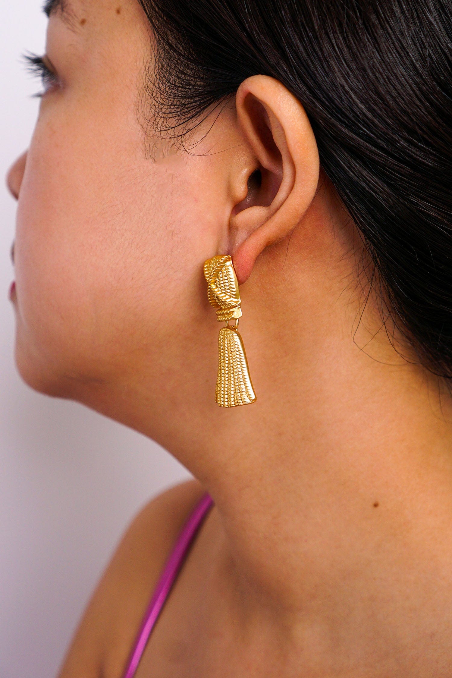 DCD EARRINGS Matte Gold Geometric Tassel Earrings