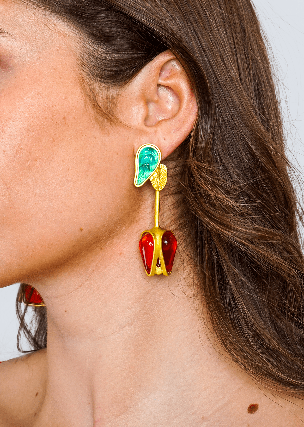 DCD EARRINGS Red Resin Flower Earrings