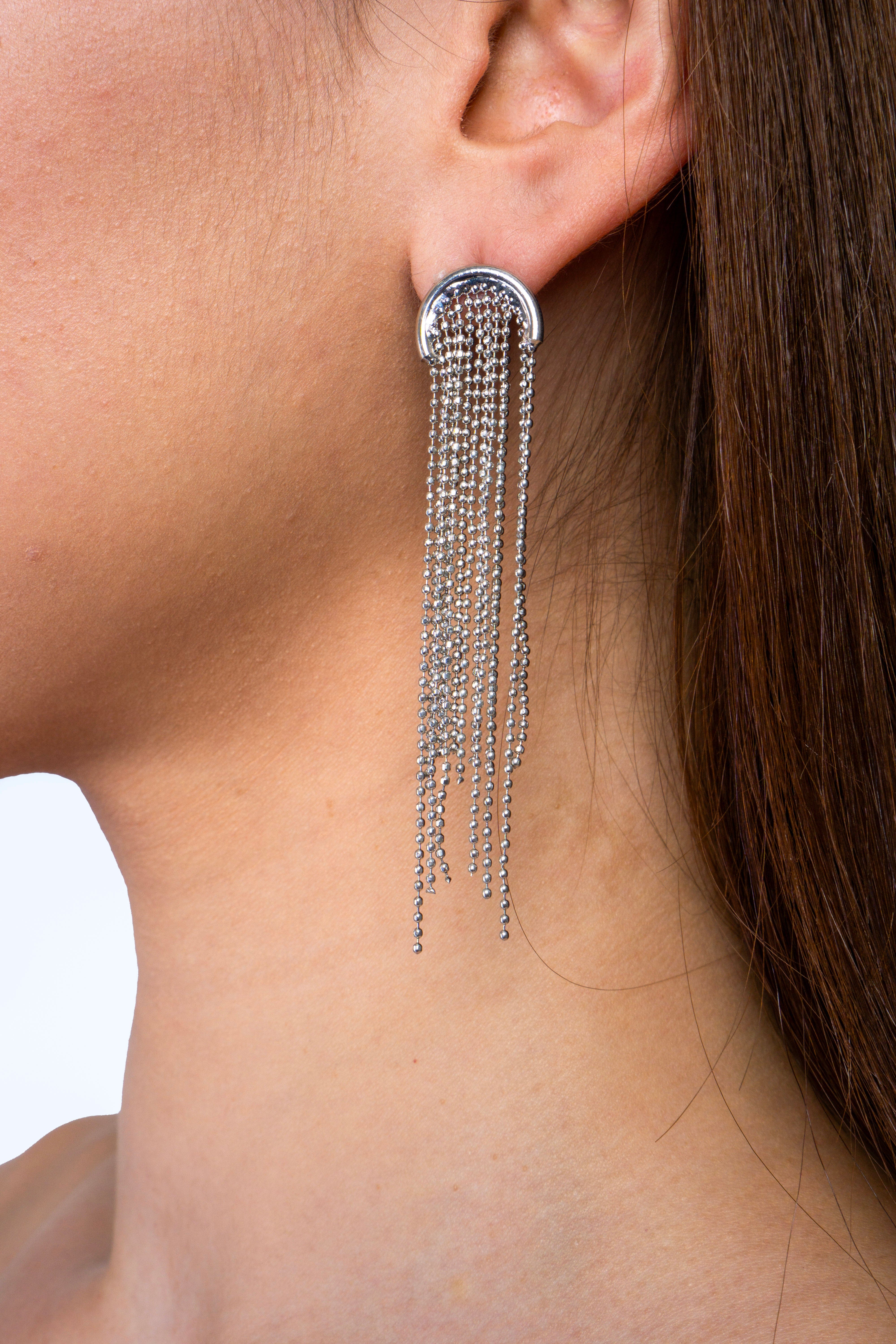 DCD EARRINGS Silver Geometric Tassel Earrings