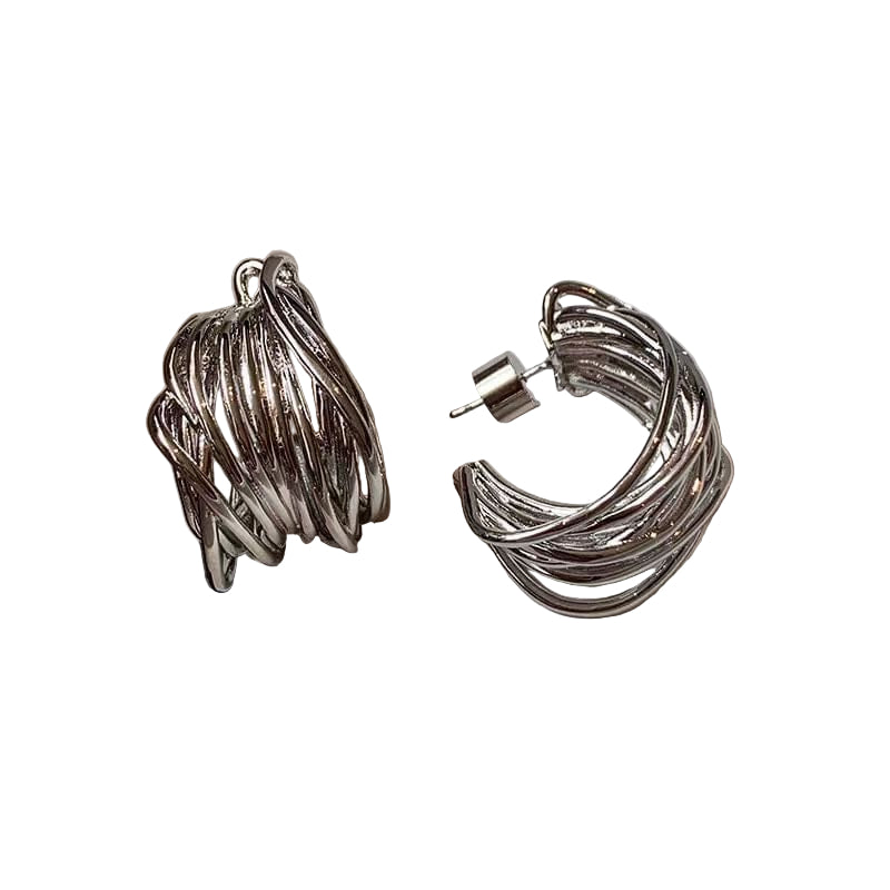 Private Label EARRINGS Silver Metal Hollow Wire Earrings