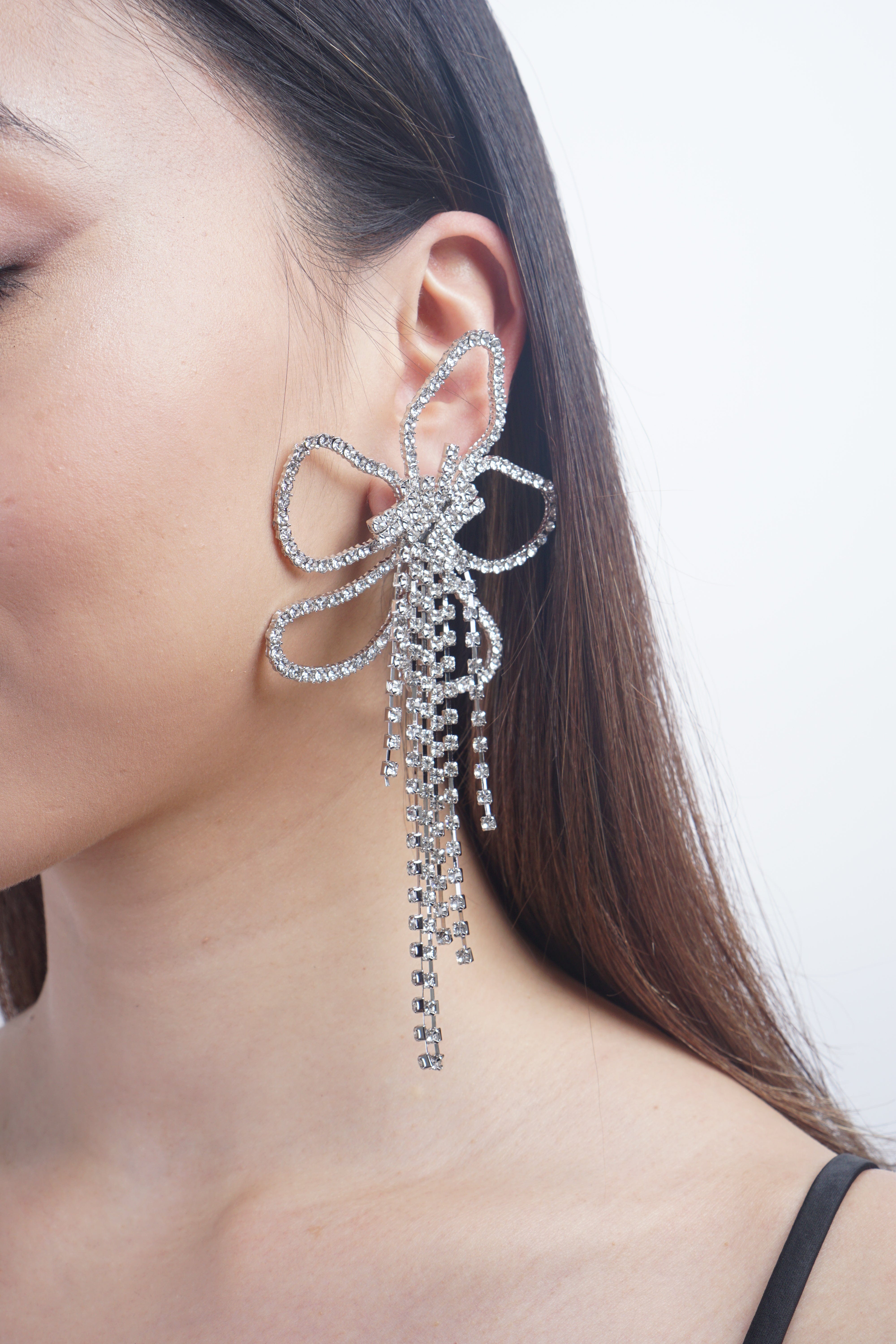 DCD EARRINGS Silver Pair Alloy Diamond Flower Earrings
