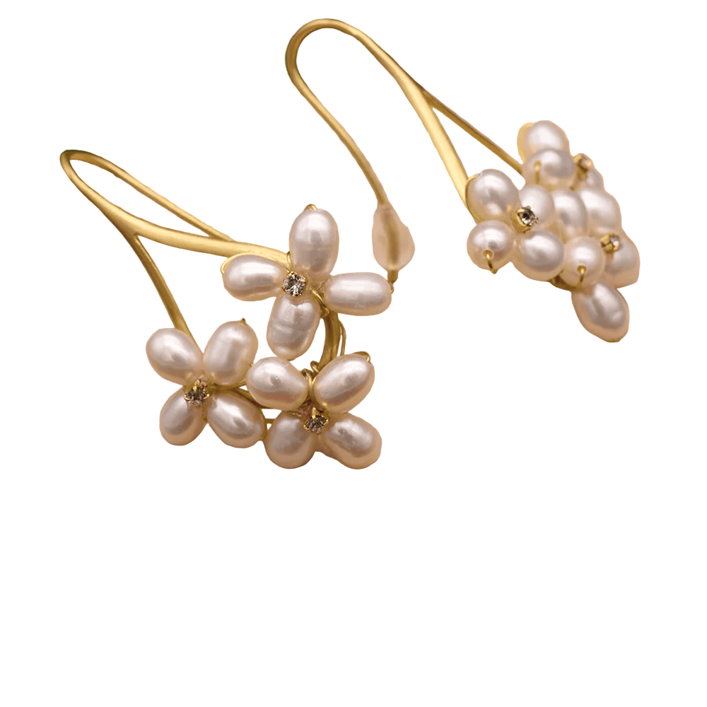 Private Label EARRINGS White Pearl Petals Ear Hook