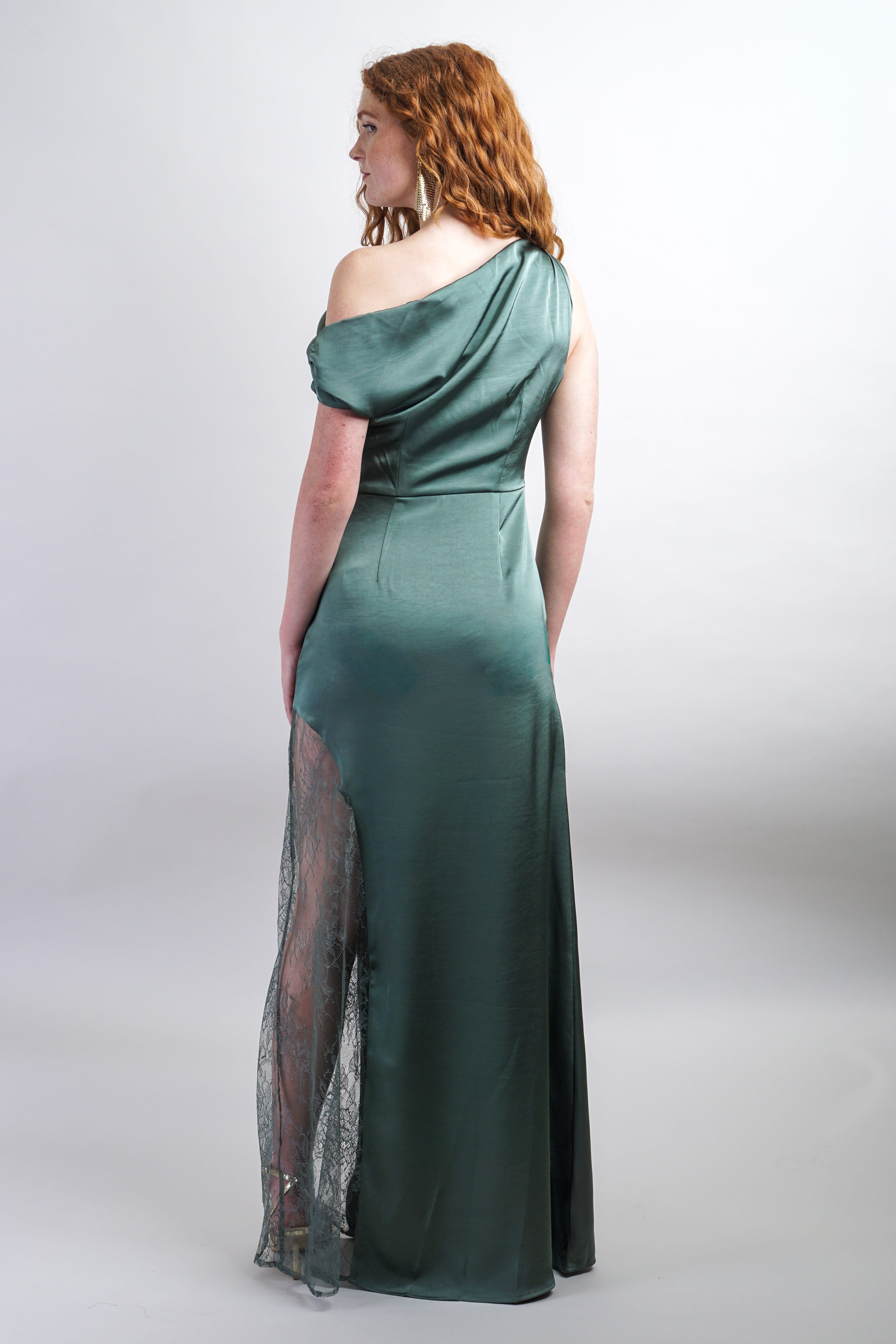 Private Label GOWNS Green Asymmetrical Lace Gown