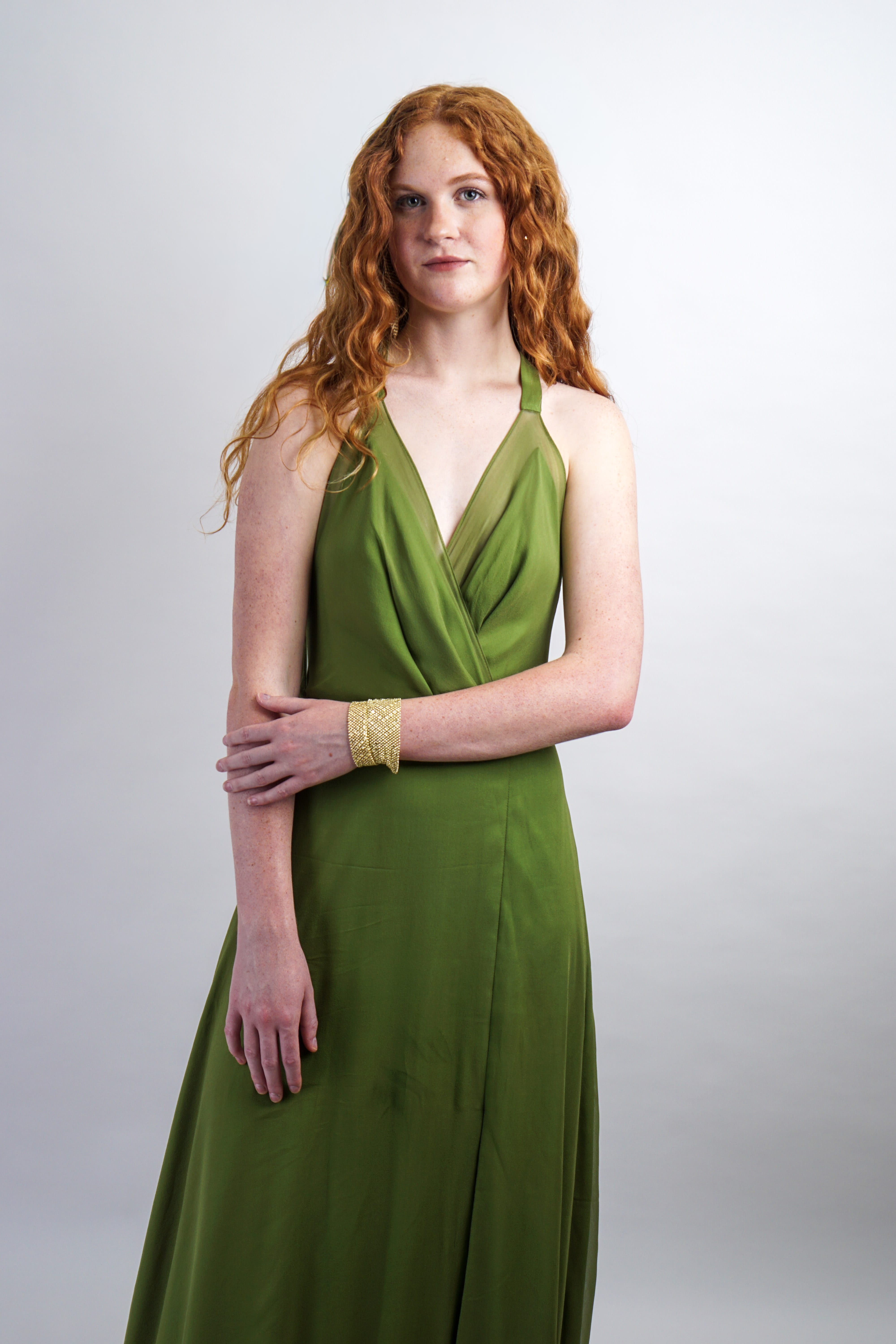 Olive Green Silk Chiffon Harlow Gown | Women's Clothing and Accessories