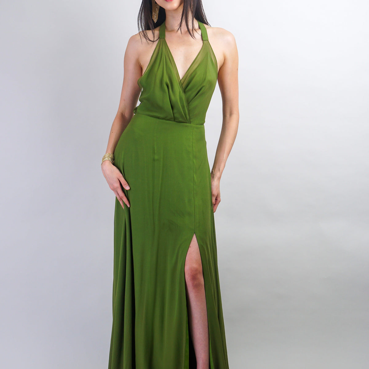 olive green high low dress ASOS Design - Maxi Dress - Women - Polyester - 4 US