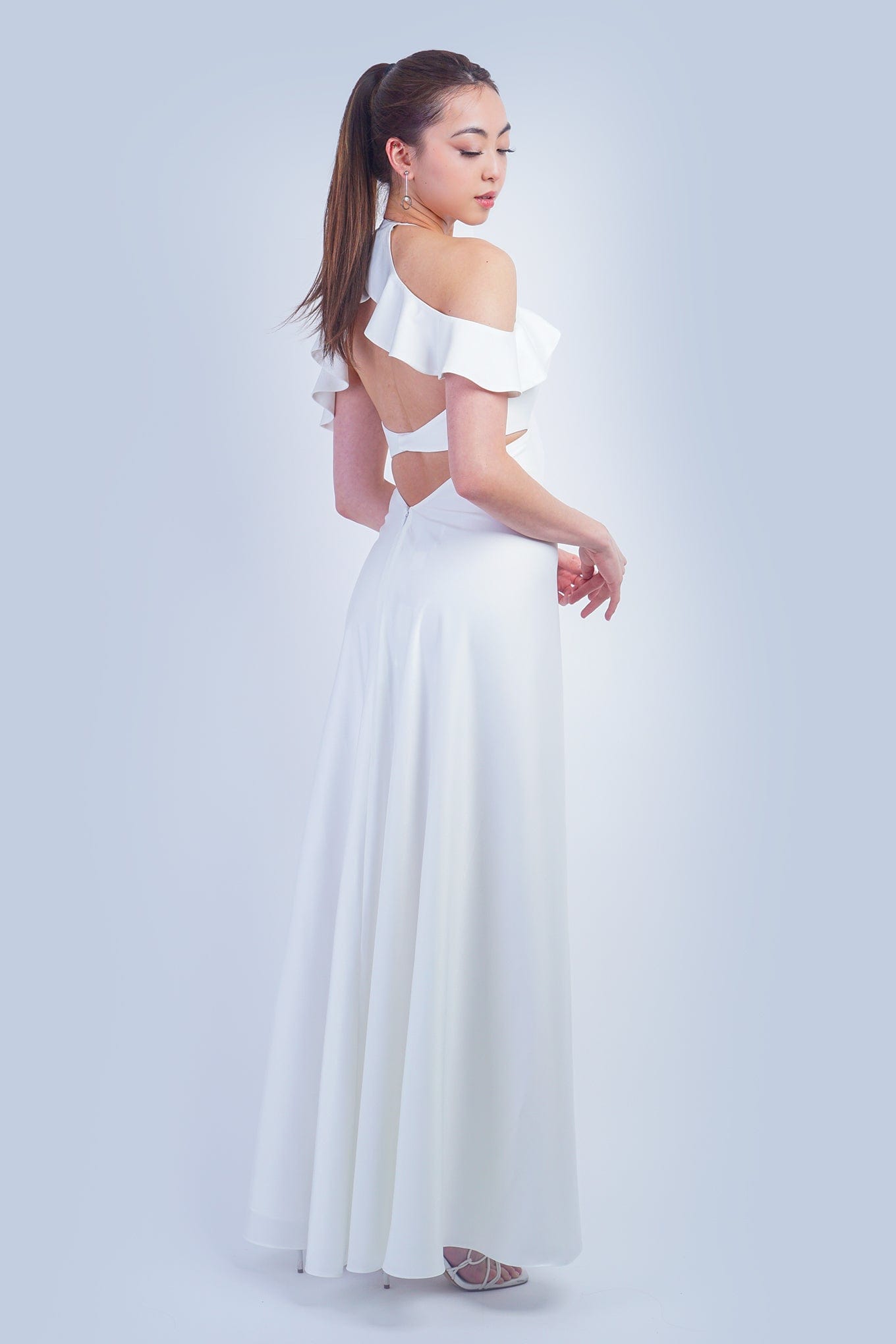 Chloe Dao GOWNS White Off Shoulder Ruffle Kai Gown