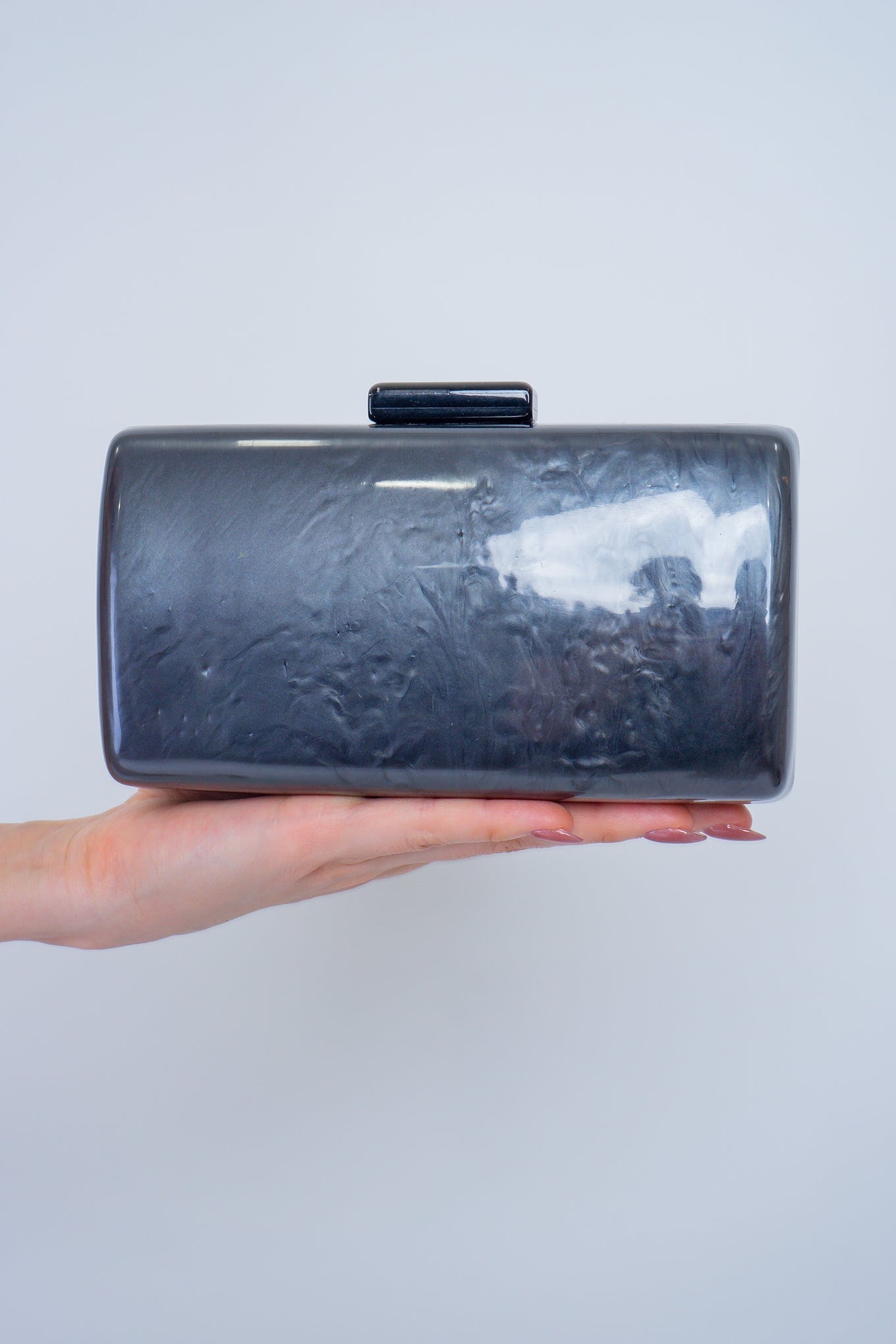 DCD HANDBAGS Black Marble Acrylic Clutch