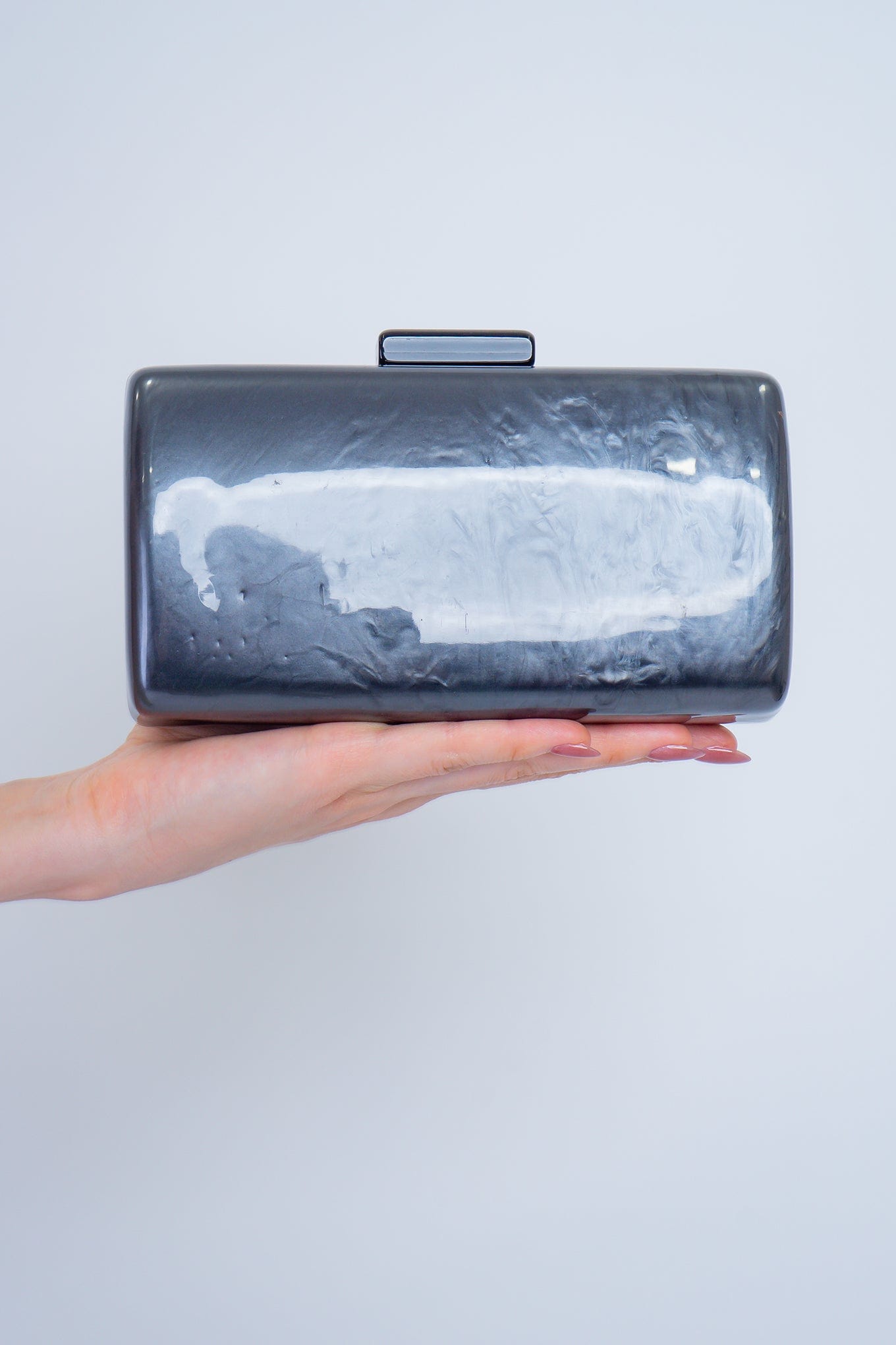 DCD HANDBAGS Black Marble Acrylic Clutch