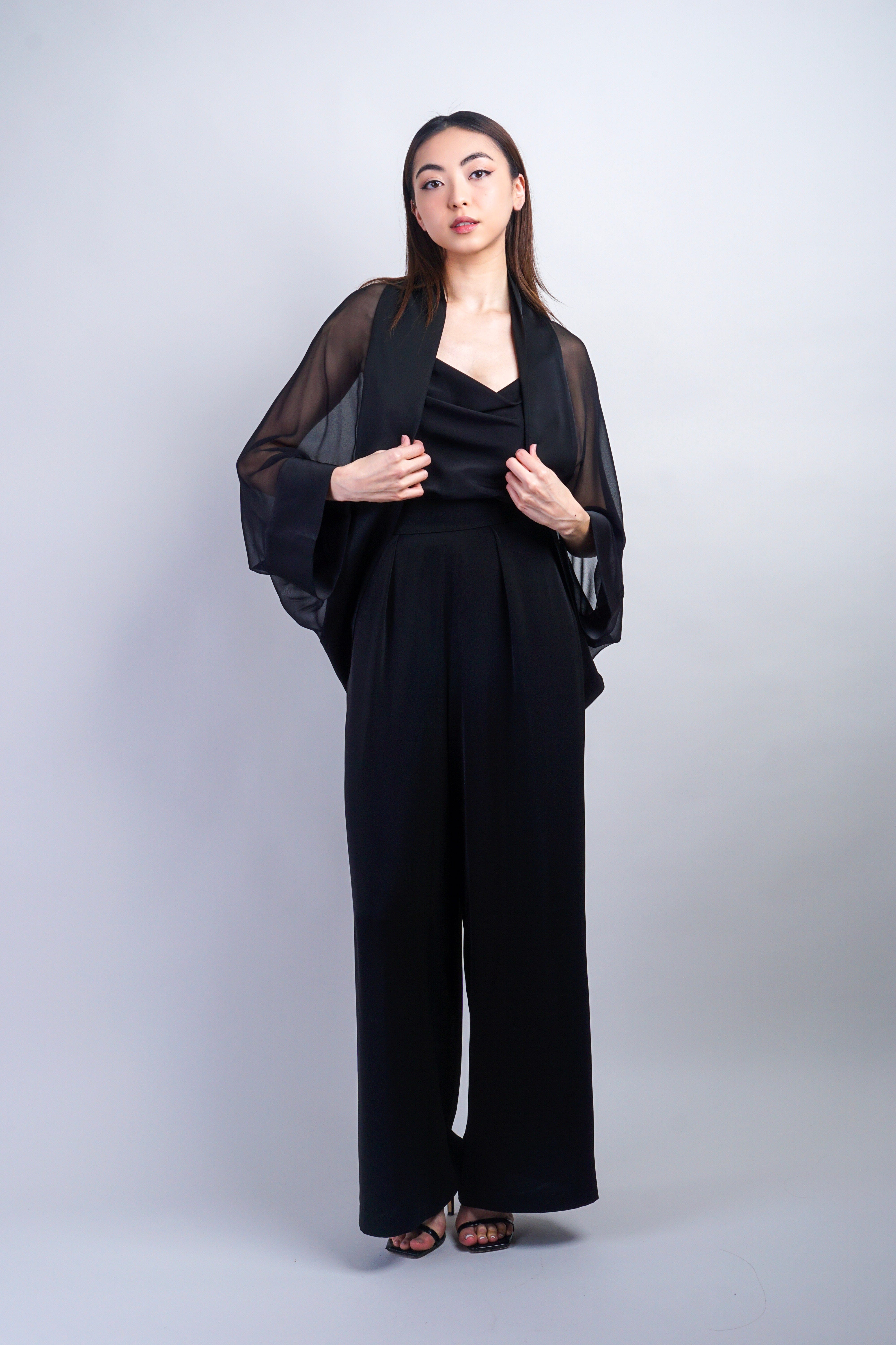 Chloe Dao JACKETS One Size / Black Black Silk Chiffon Cover Jacket