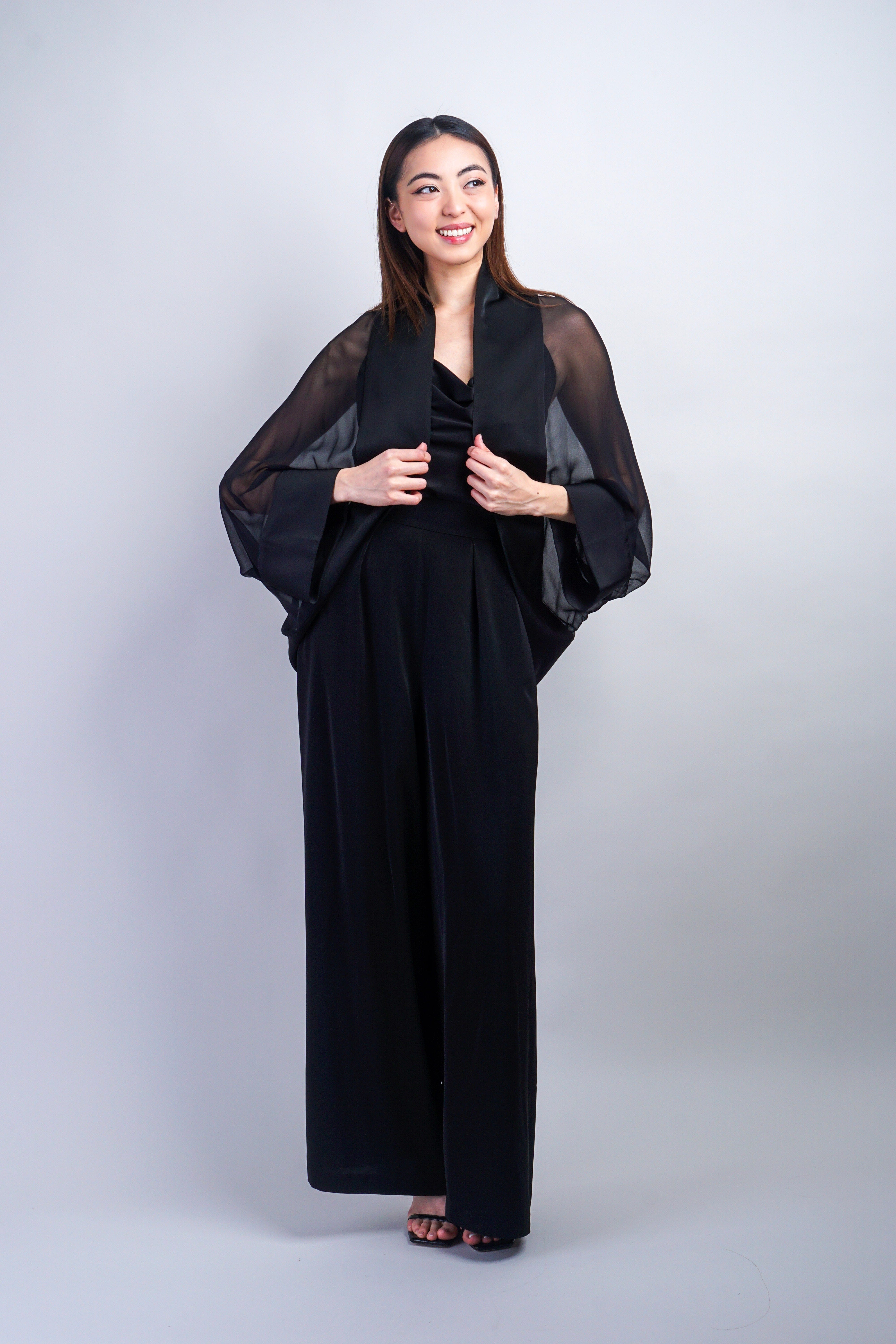 Chloe Dao JACKETS One Size / Black Black Silk Chiffon Cover Jacket