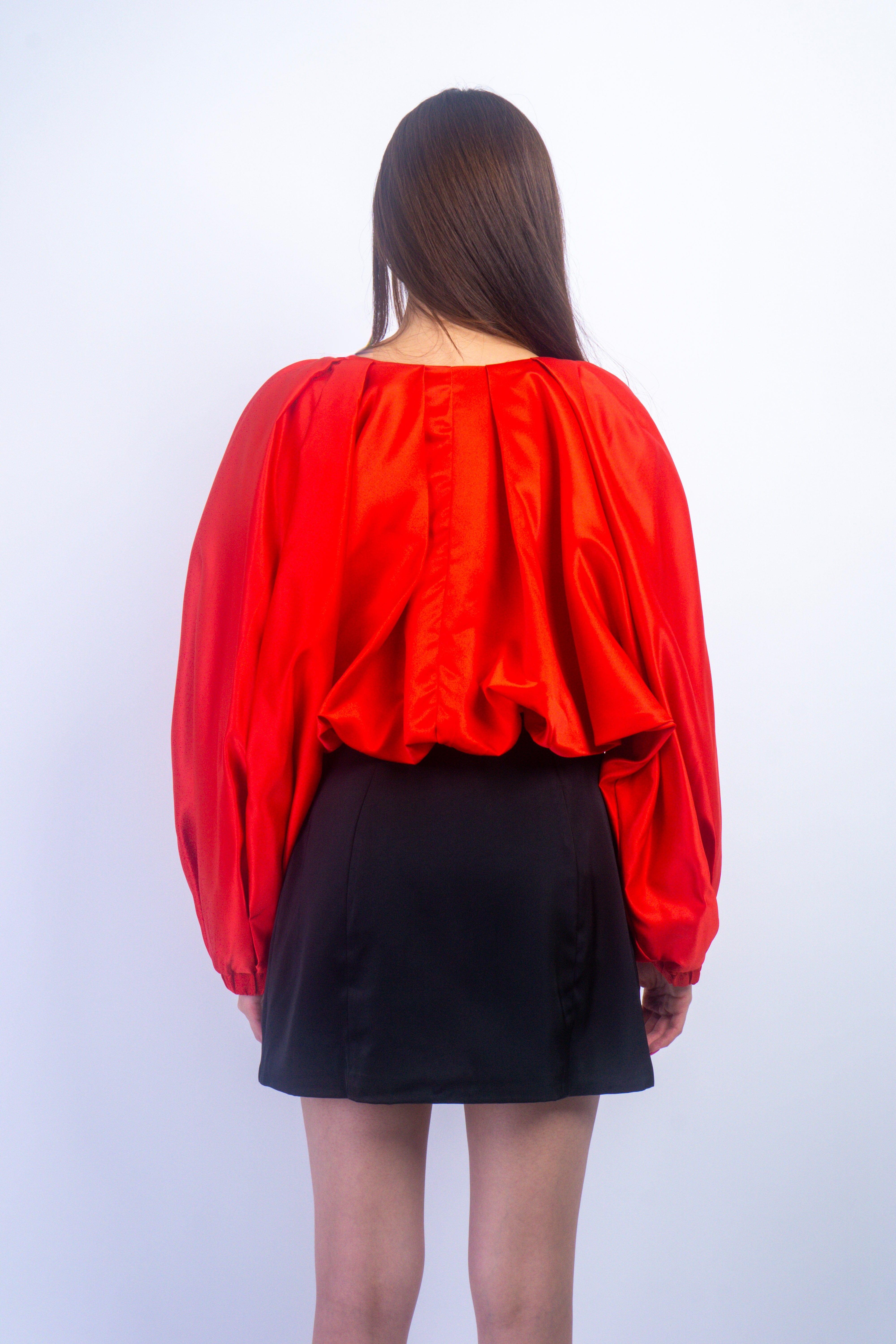 Private Label JACKETS Red Zipper Front Cropped Matte Satin Jacket
