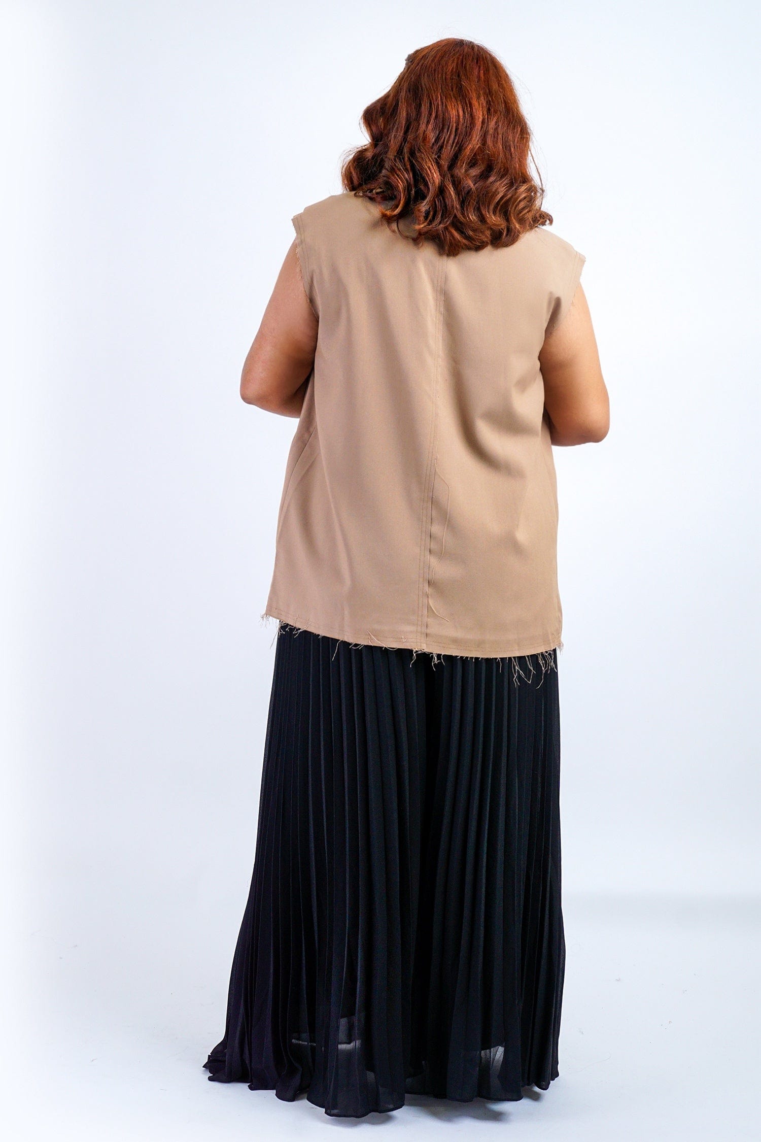 DCD JACKETS Taupe Tailor Metal Fringes Vest