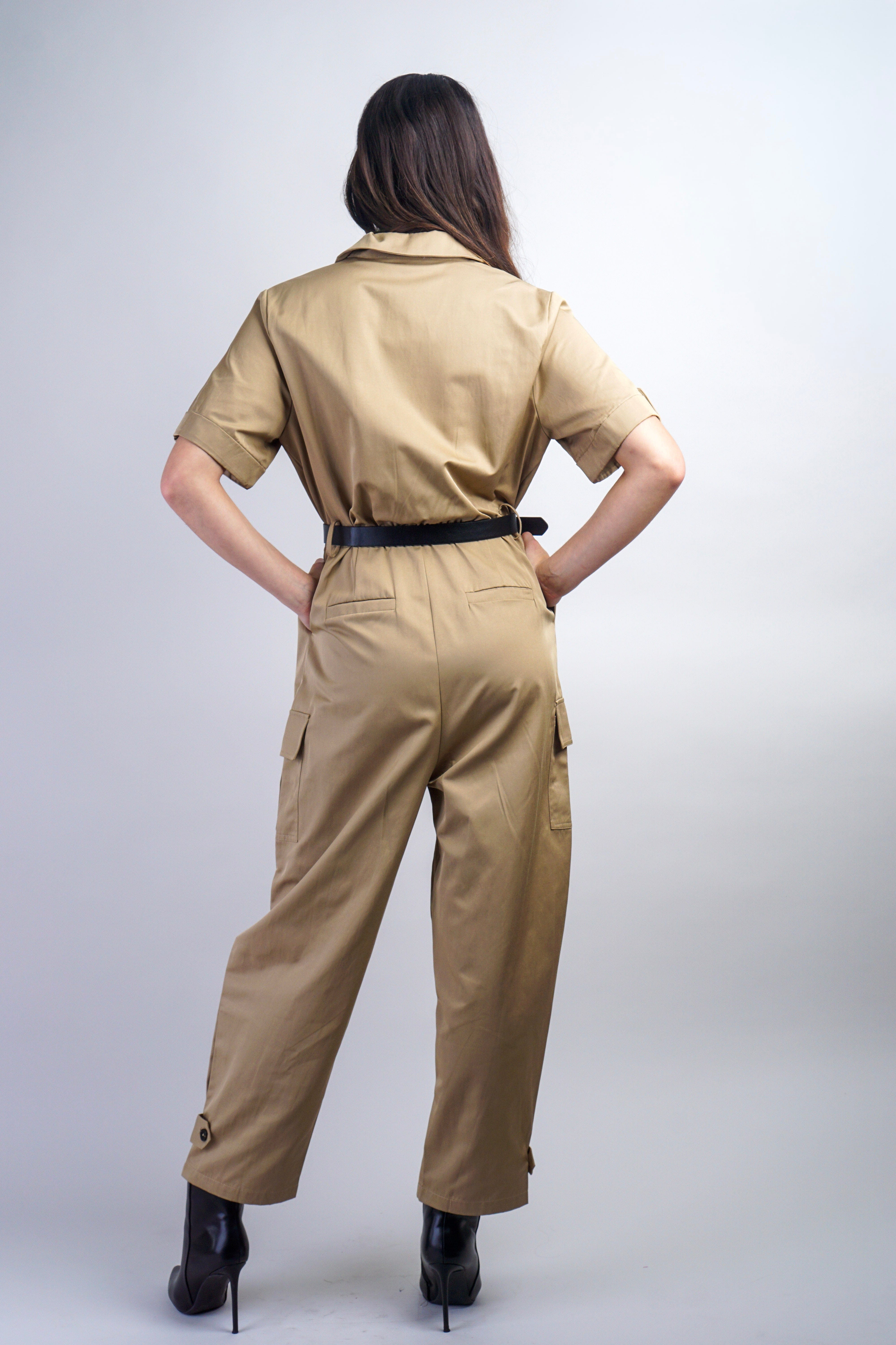 Private Label Jumpsuit Khaki Double Breast Jumpsuit